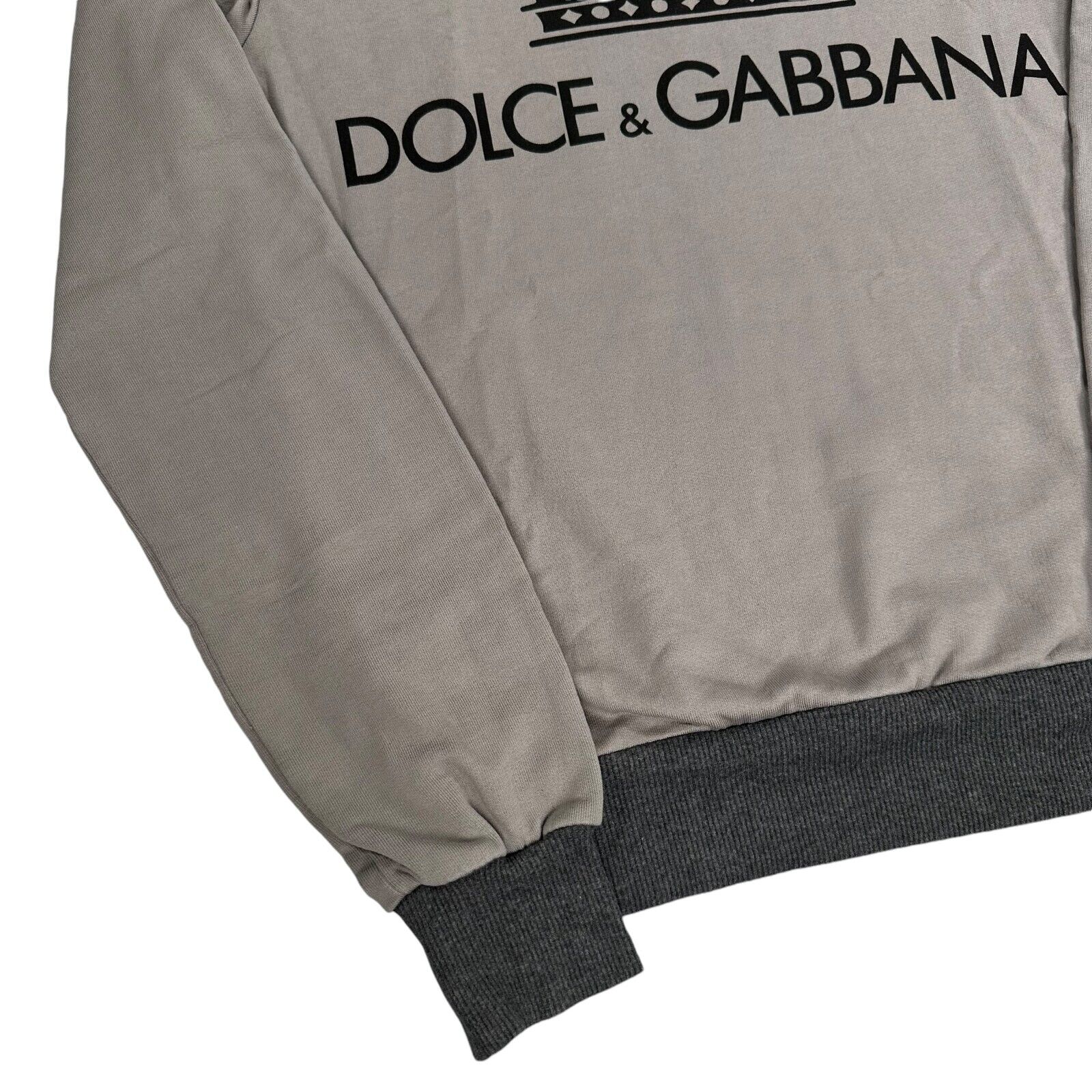 Dolce & Gabbana Size S Sweatshirt Grey Full Graphic Print Crown Chest Logo Crew