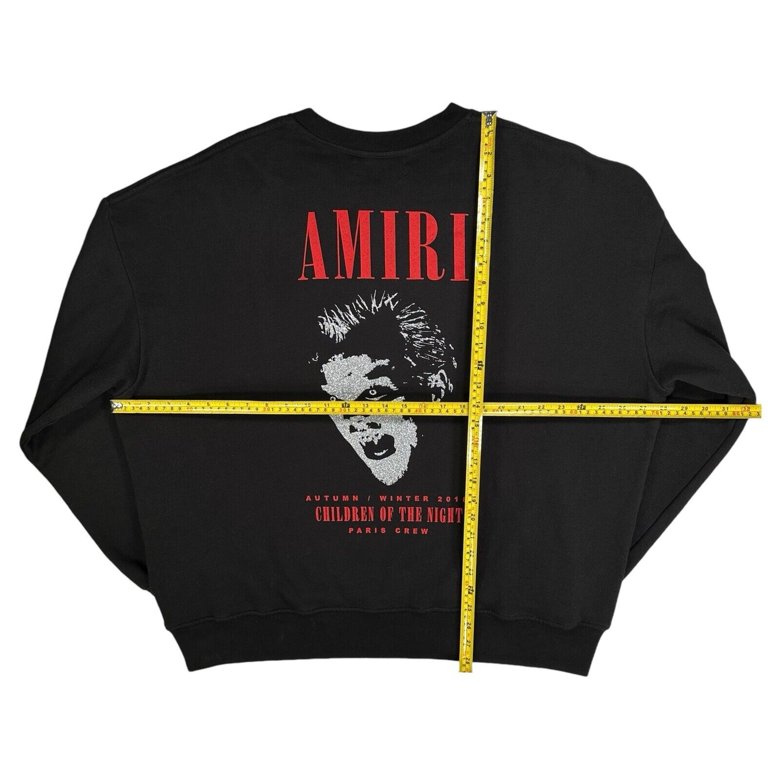 Amiri Size M Sweatshirt Black A/W18 Children of the Night Vampire Graphic Crew