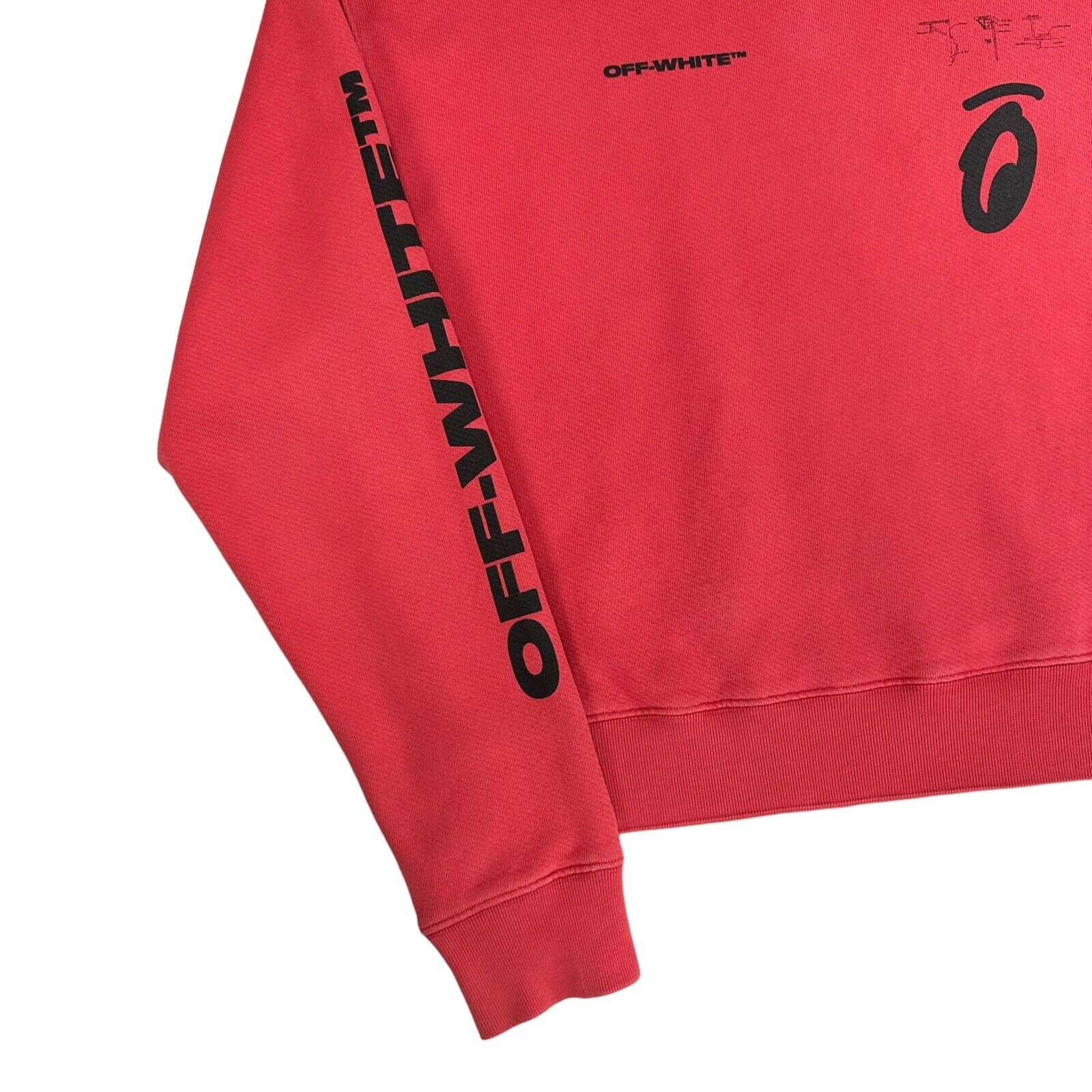 Off-White Size L Sweatshirt Red Arrows Logo Graphic Print Oversized Crewneck