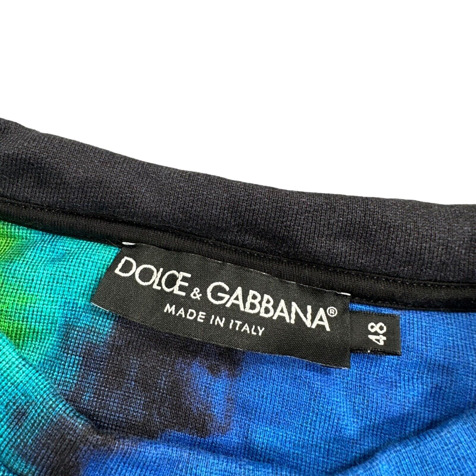 Dolce & Gabbana Size M Sweatshirt Blue Green Gaming Logo Glitch Graphic Crewneck