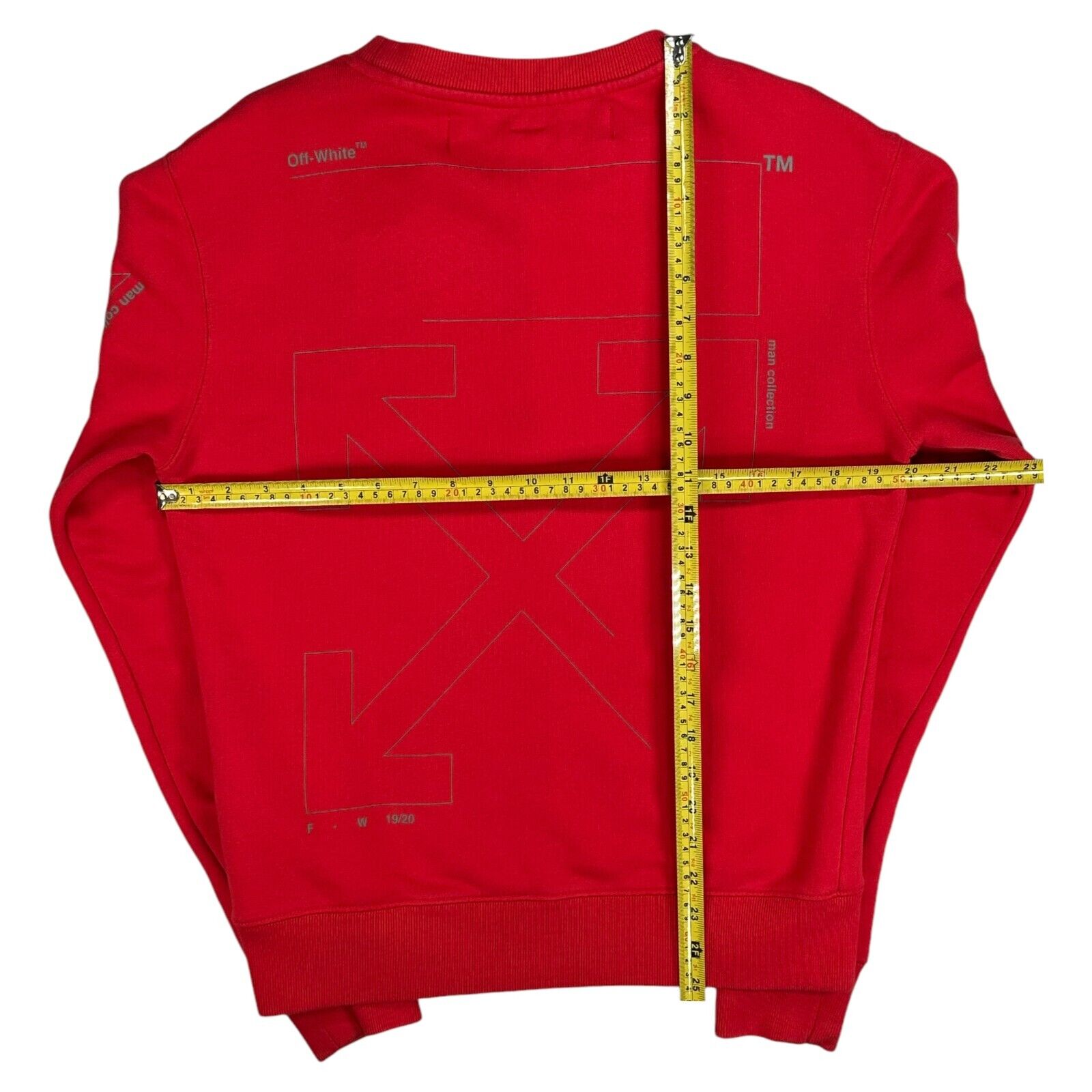 Off-White Size XS Red Sweatshirt Stencil Sleeve Arrows Logo Subtle Graphic Print