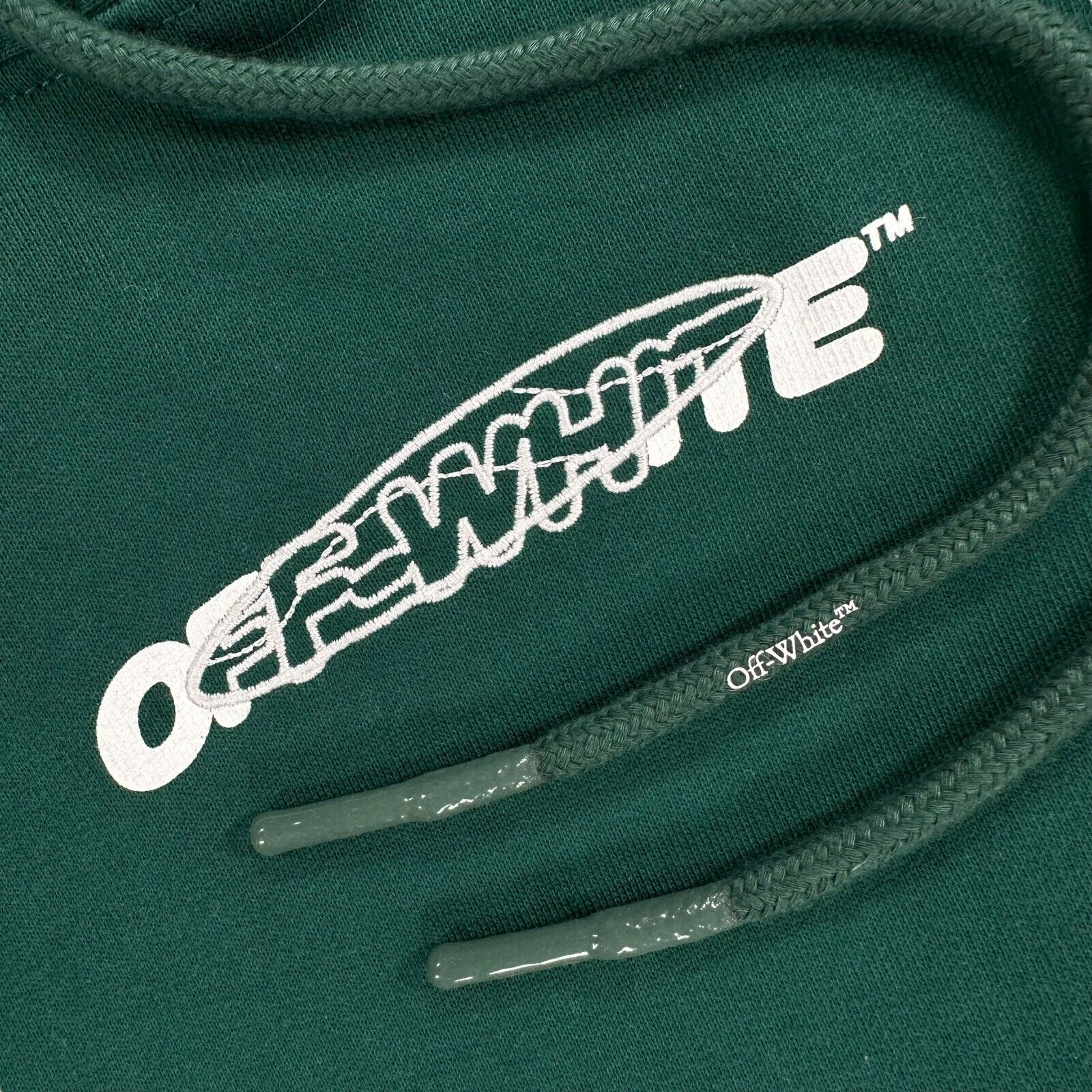 Off-White Size XL Green Sweatshirt Back Painters Hand Logo Pullover Hoodie