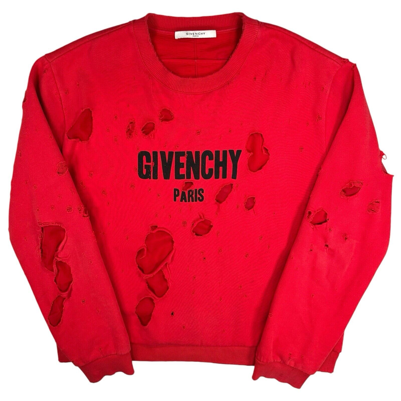 Givenchy Size XXL Oversized Red Sweatshirt Destroyed Distressed Relaxed Fit