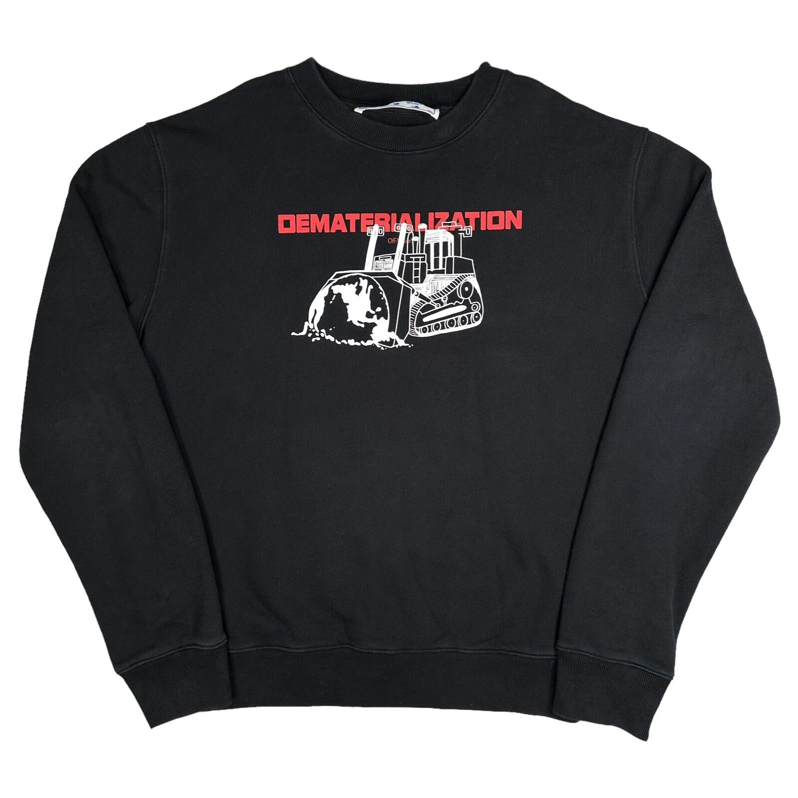 Off-White Size XL Sweatshirt Black Demateralization Bulldozer Graphic Print Logo