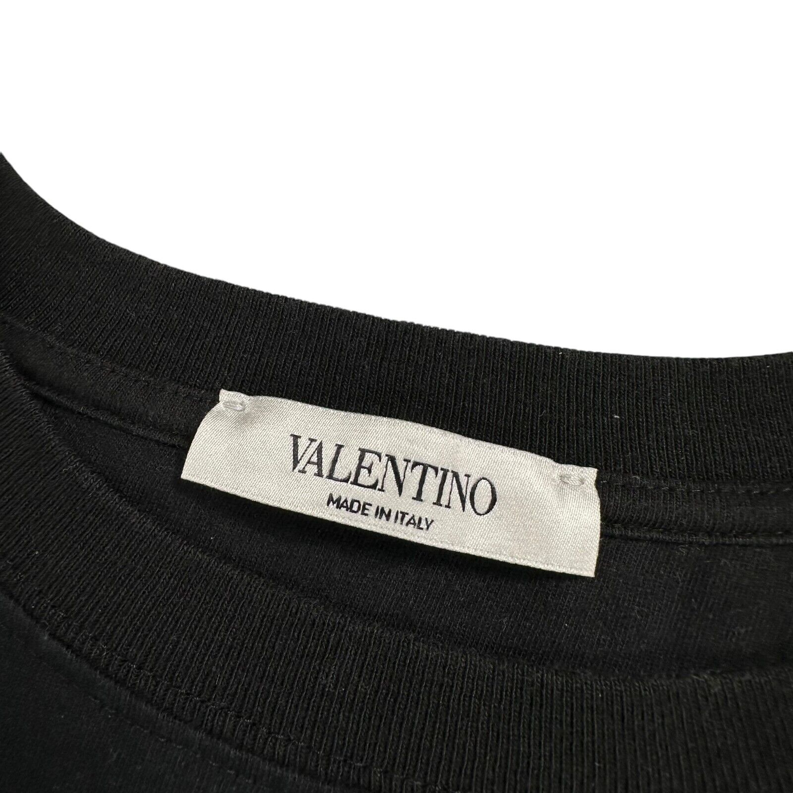 Valentino Size M T-Shirt Black Moon Chest Logo Graphic Print Crew Cotton Tee