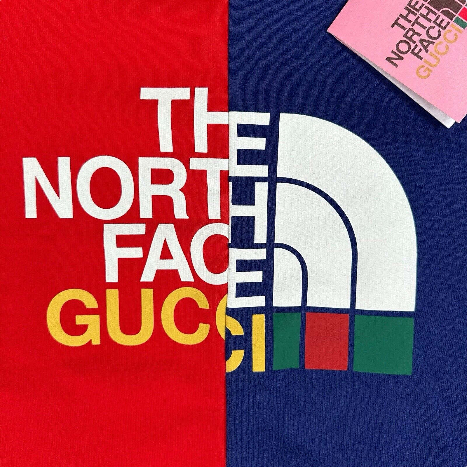 Gucci x The North Face Size M Red/Blue Split Logo/Colours Sweatshirt Crew