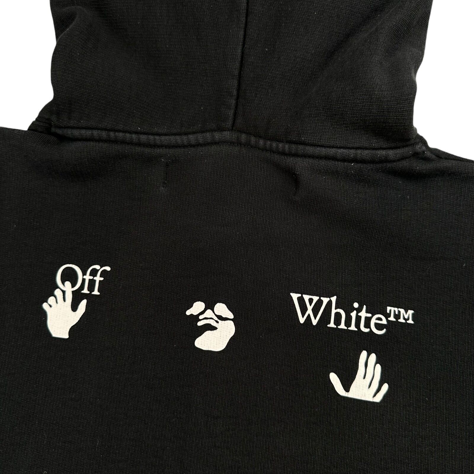 Off-White Size L Sweatshirt Black Hands/Mask Logo Graphic Print Heavyweight