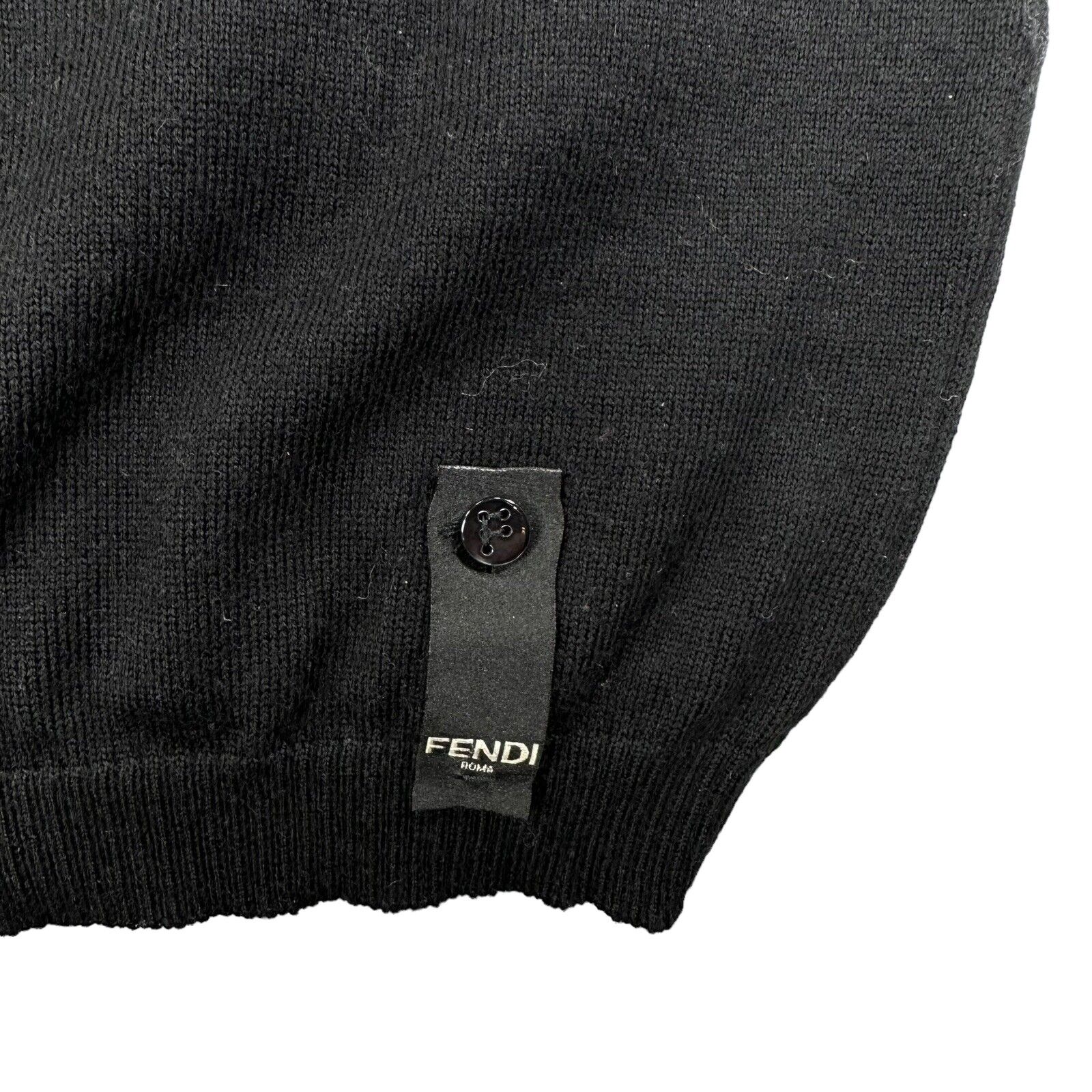 Fendi Size L Sweatshirt Black Wool FF Fantastic Embroidered Wool Jumper