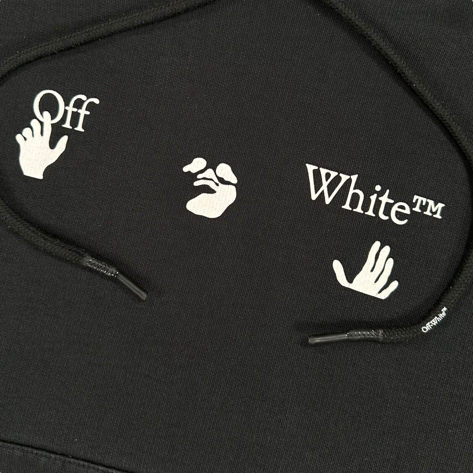 Off-White Size L Sweatshirt Black Hands/Mask Logo Graphic Print Heavyweight