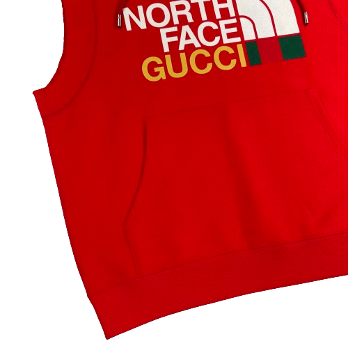 Gucci x The North Face Hoodie Sweatshirt Red Logo Print Cotton Sleeveless