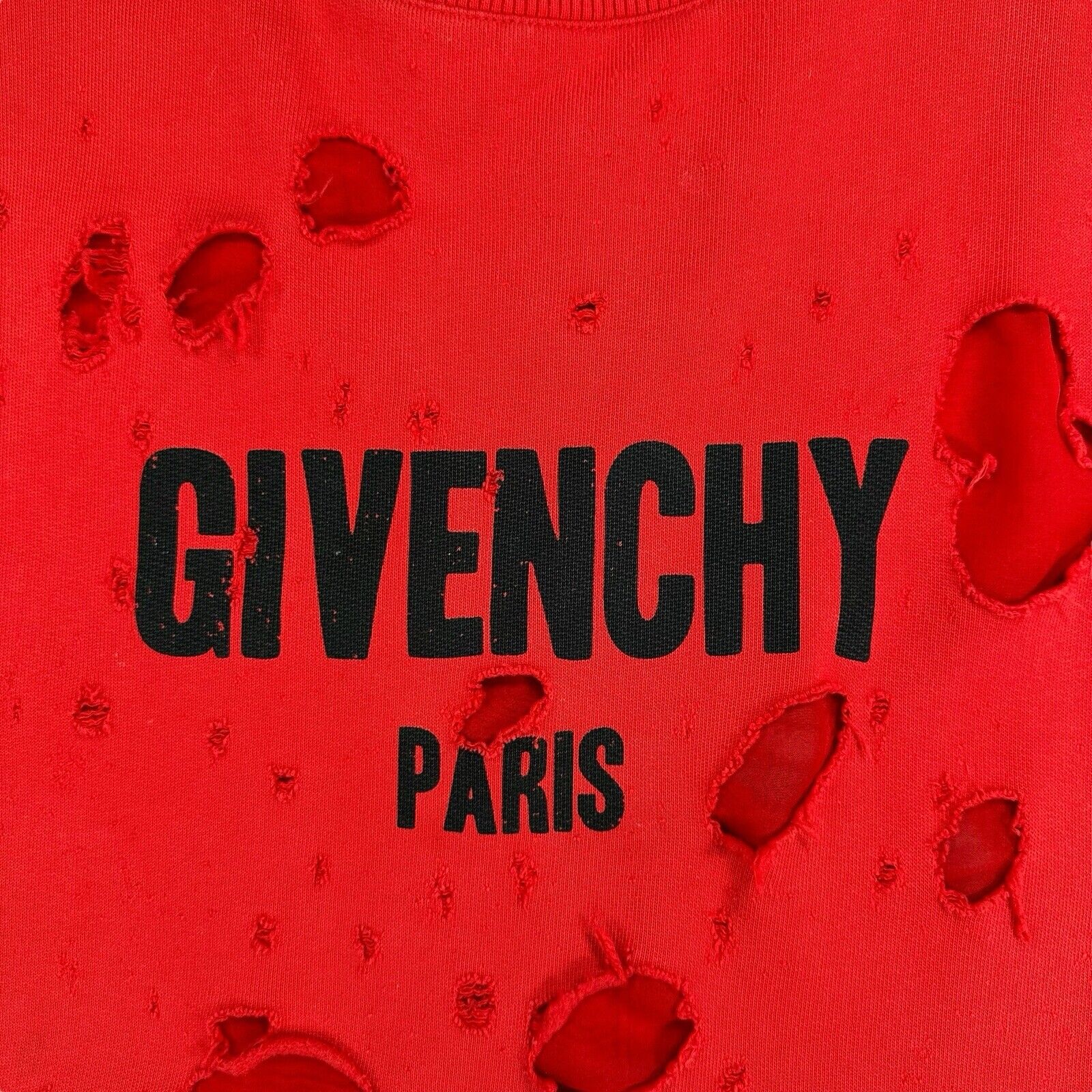 Givenchy Size XXL Oversized Red Sweatshirt Destroyed Distressed Relaxed Fit