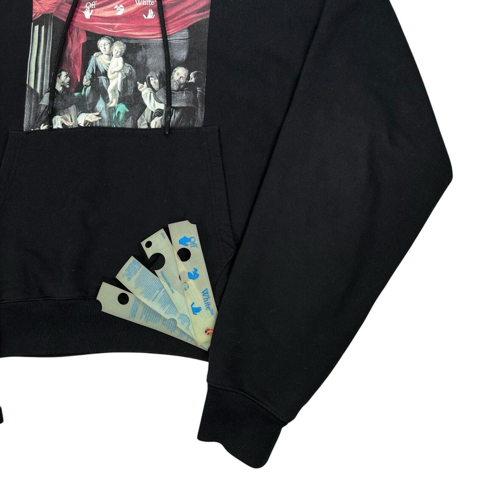 Off-White Size L Sweatshirt Black Caravaggio Chest Painting Arrows Logo Hoodie