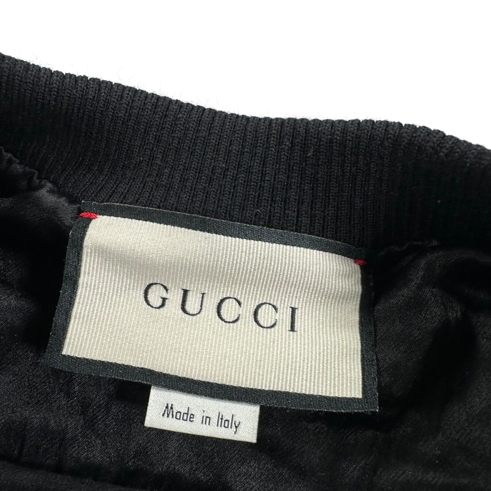 Gucci Size L Sweatshirt Black Velvet Maison De L'Amour Stripe Logo Heavy Crew