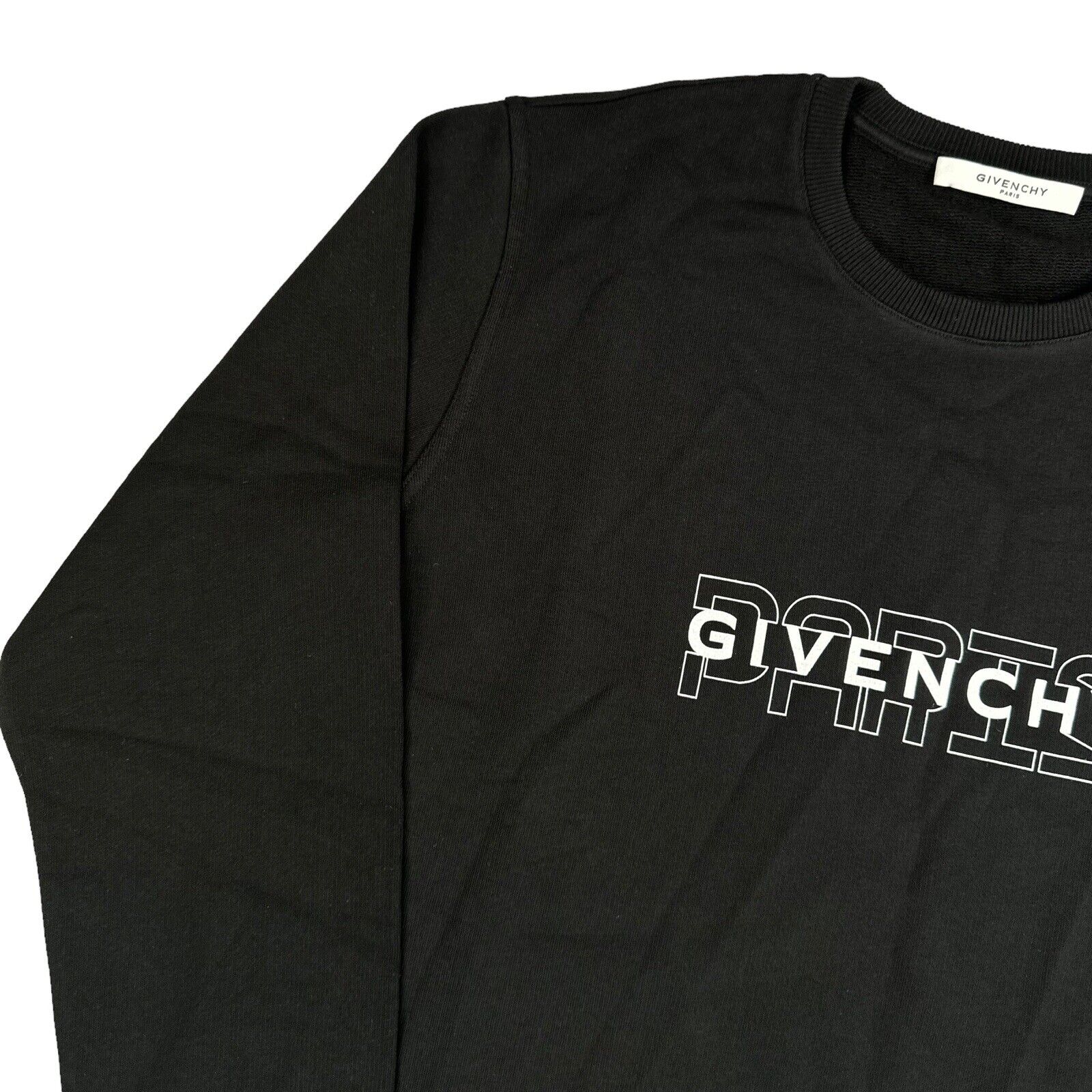 Givenchy Size S Oversized Sweatshirt Black Graphic Print Paris Logo Crewneck