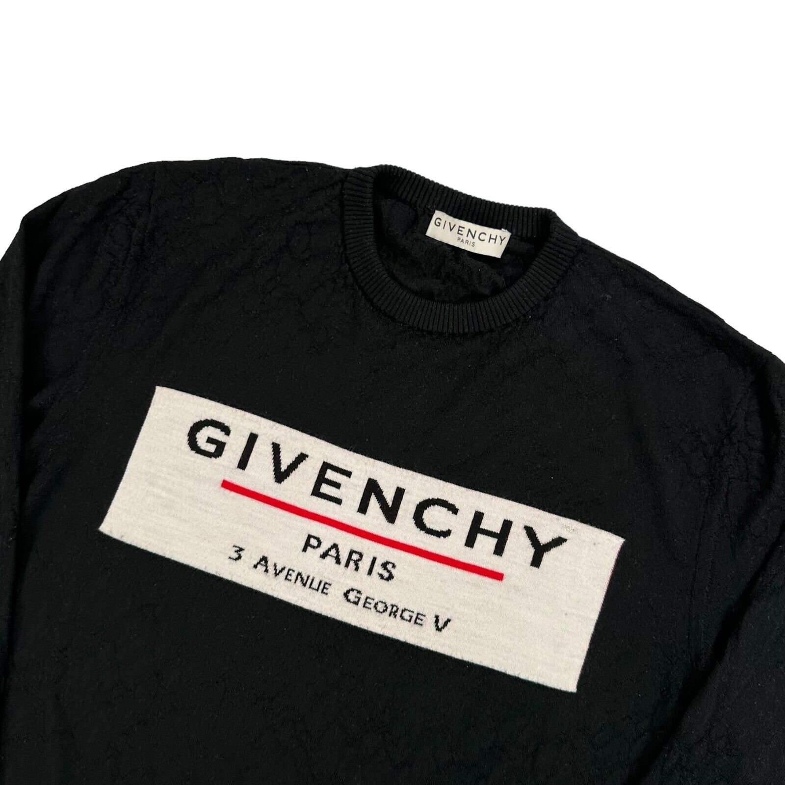 Givenchy Size S Black Jumper Wool Label Embroidery Logo Knitted Pullover