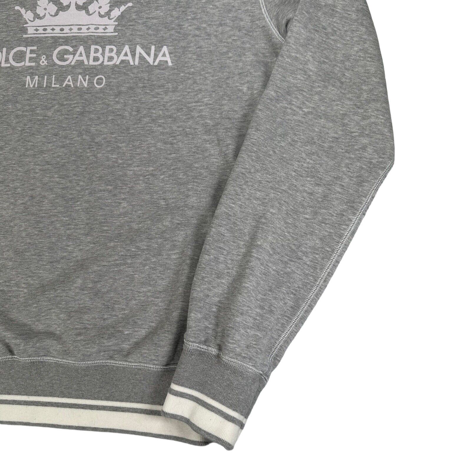 Dolce & Gabbana Size M Sweatshirt Grey Milano Crown Logo Graphic Print Crewneck