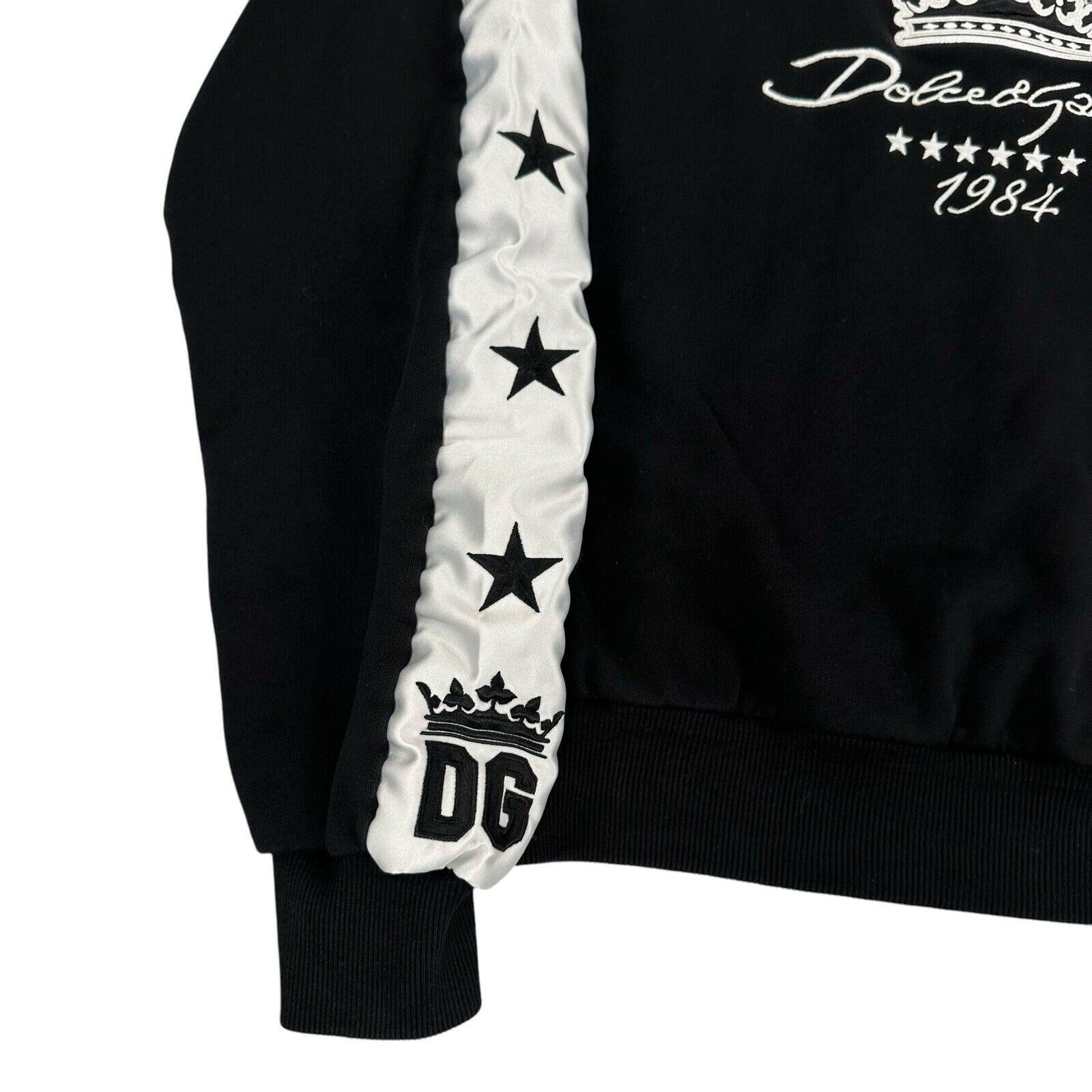 Dolce & Gabbana Size L Sweatshirt Black Crown 1984 Taped Stars Logo Crewneck