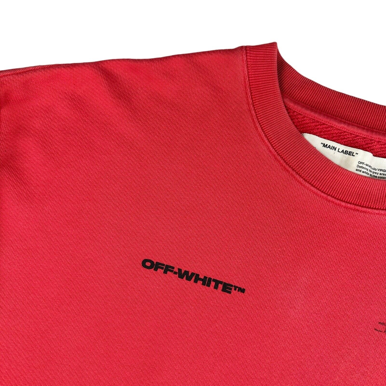 Off-White Size L Sweatshirt Red Arrows Logo Graphic Print Oversized Crewneck