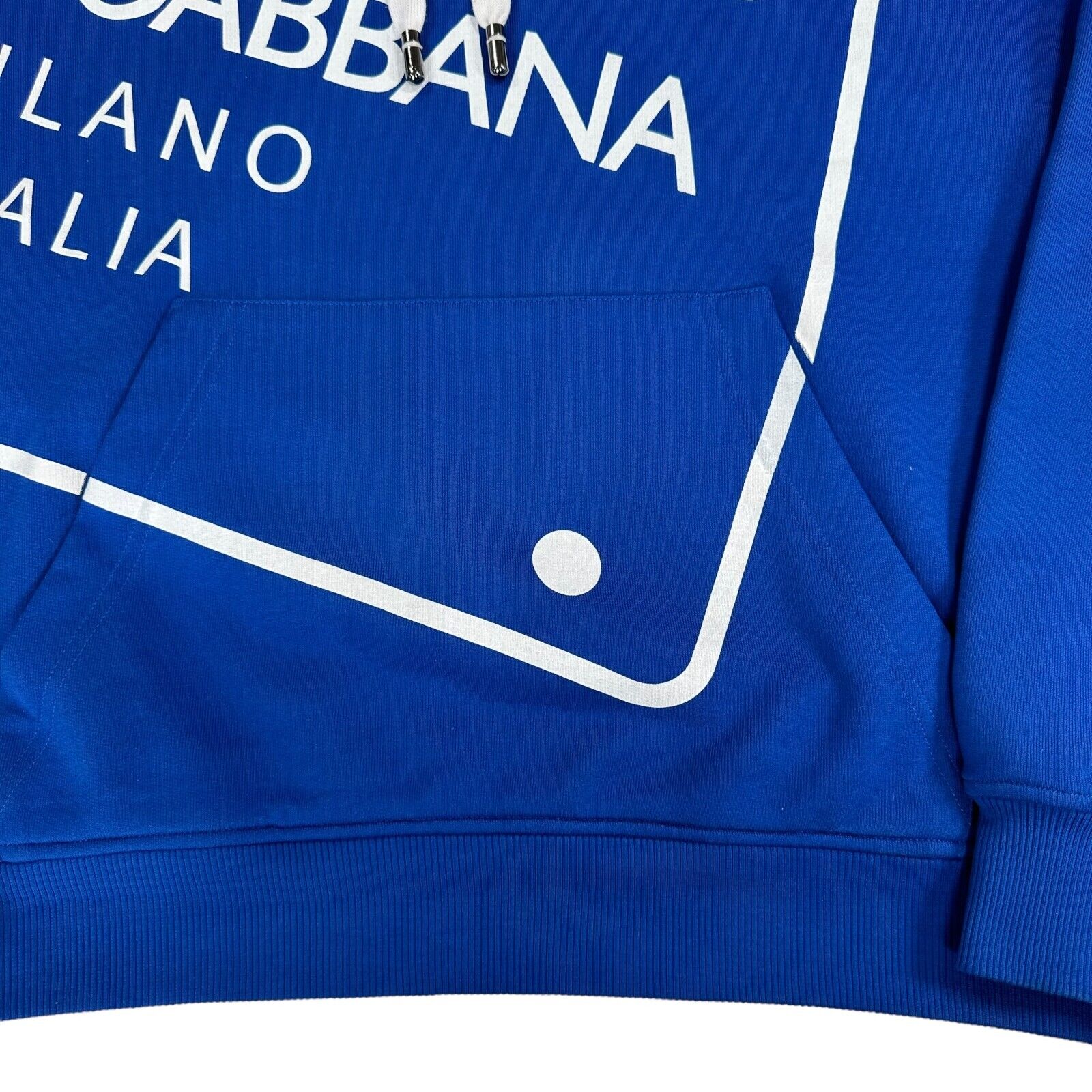 Dolce & Gabbana Size M Sweatshirt Royal Blue Plaque Style Graphic Print Logo