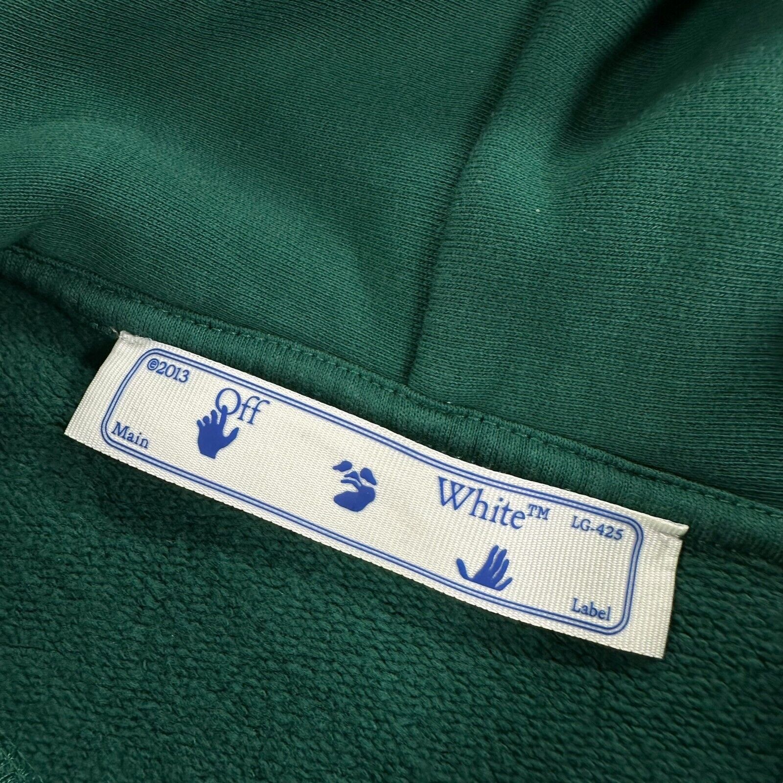 Off-White Size XL Green Sweatshirt Back Painters Hand Logo Pullover Hoodie