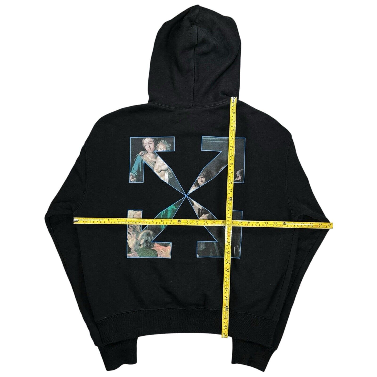 Off-White Size L Sweatshirt Black Caravaggio Chest Painting Arrows Logo Hoodie