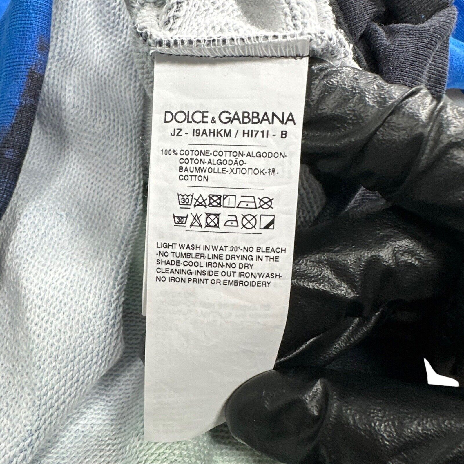 Dolce & Gabbana Size M Sweatshirt Blue Green Gaming Logo Glitch Graphic Crewneck