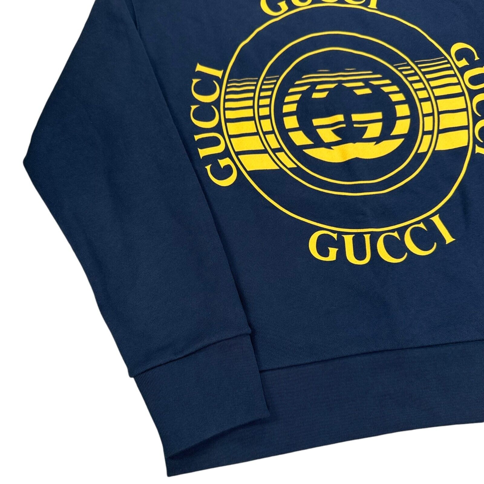 Gucci Size M Sweatshirt Deep Blue Record Disk Logo Graphic GG Logo Crewneck