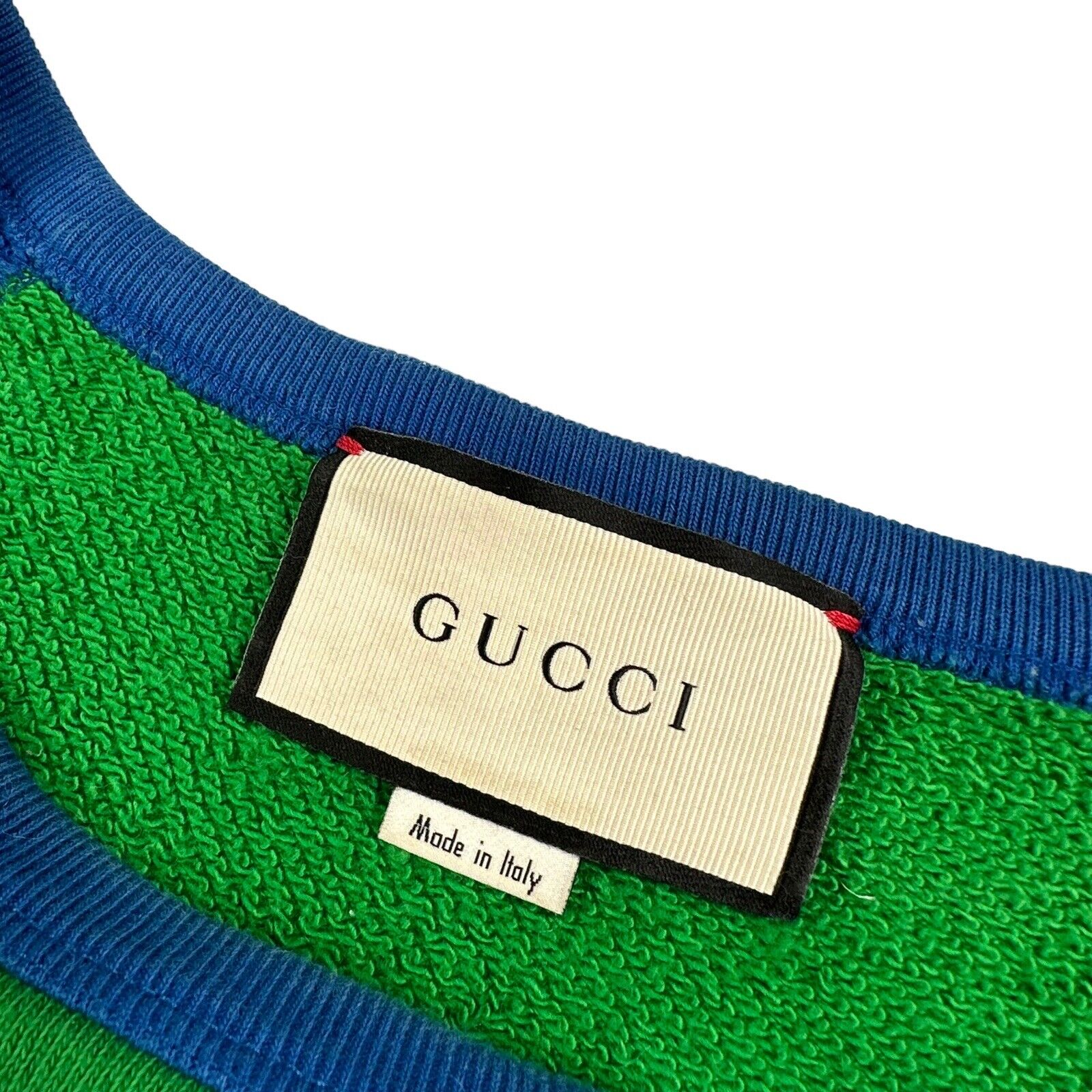 Gucci Size S Sweatshirt Green Blue Vintage Logo Oversized Round Neck Heavy