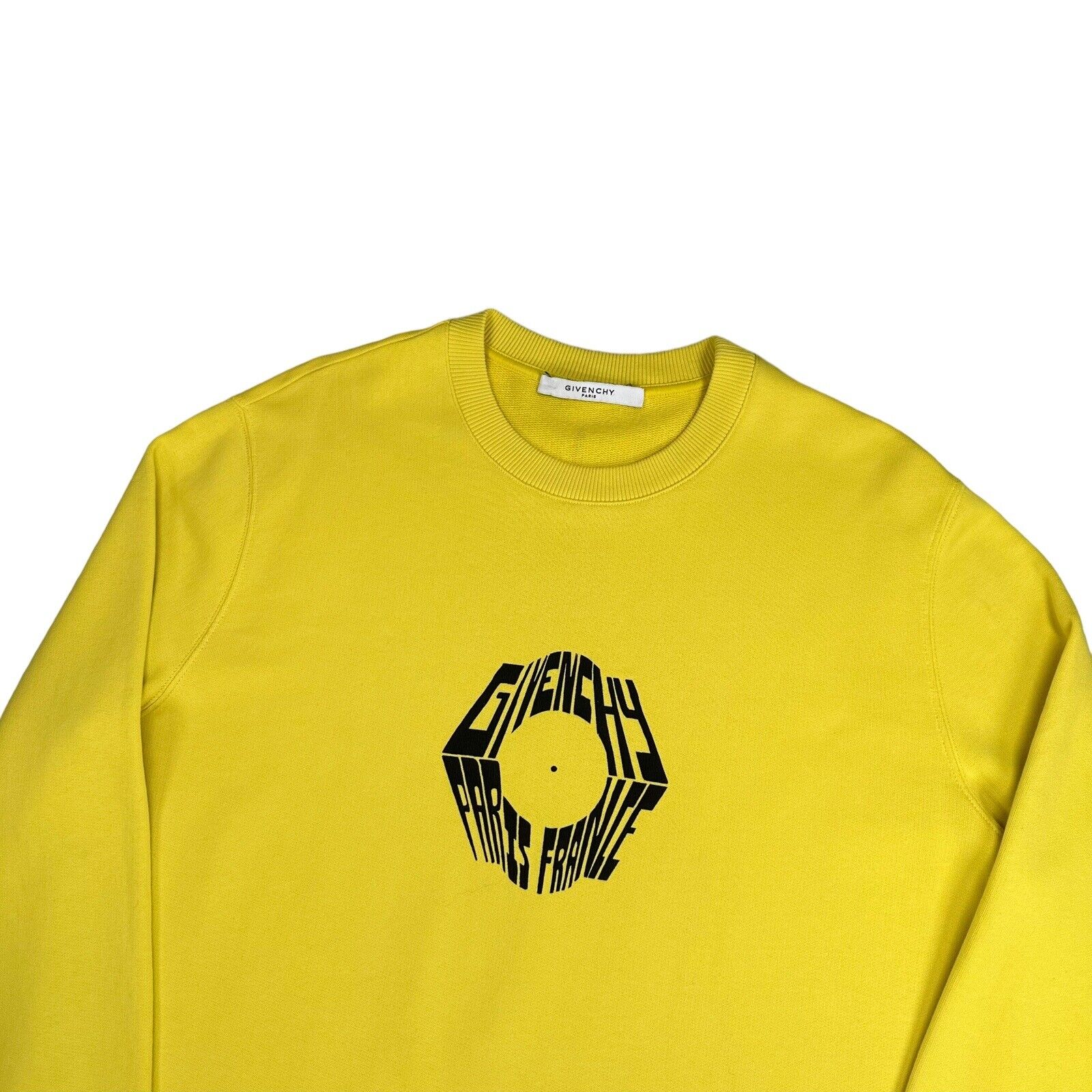 Givenchy Size S Sweatshirt Oversized Yellow Circle Curved Logo Eagle Snake Sword