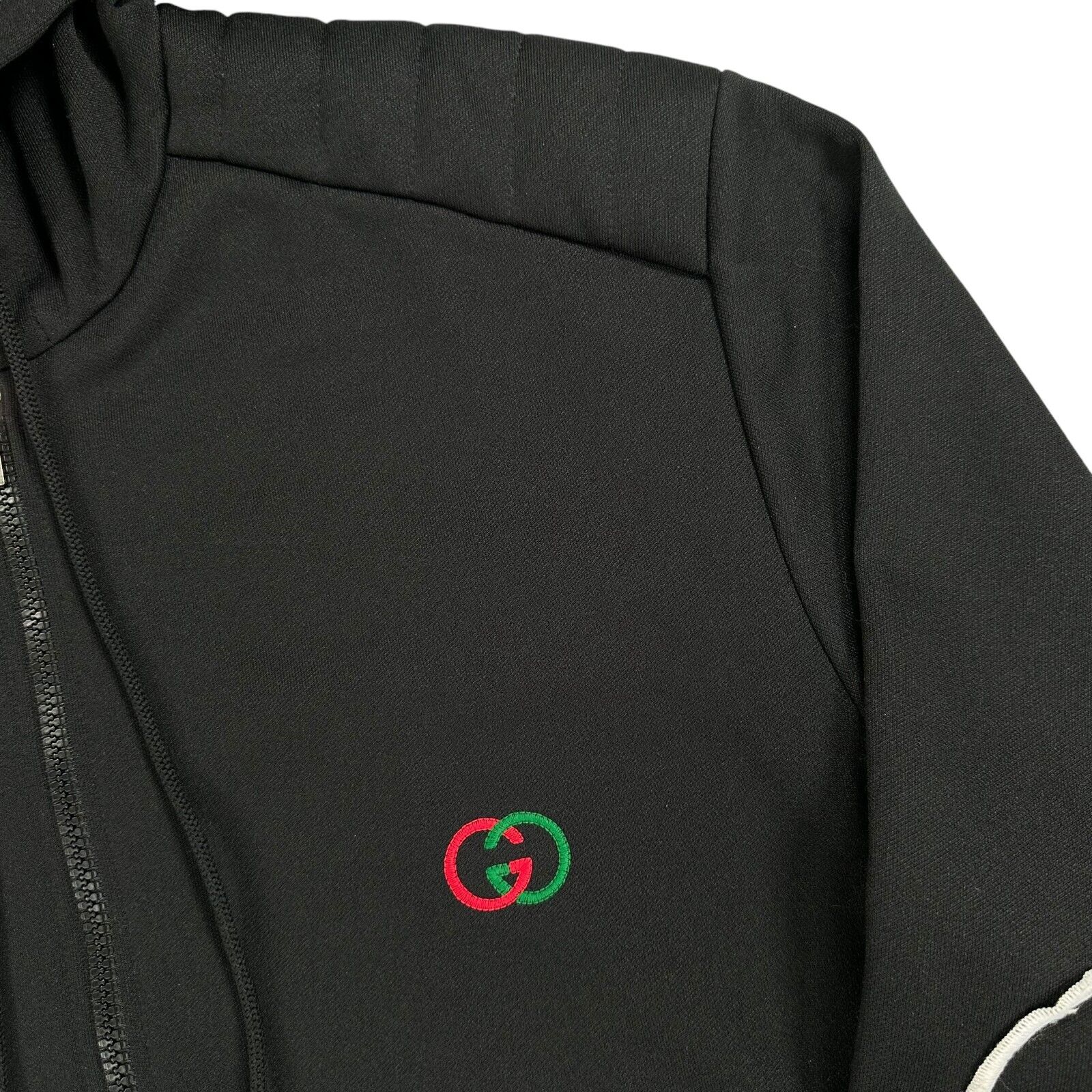 Gucci Size M Jacket Oversized Black Interlocking GG Zip Up Elbow Pads New Season