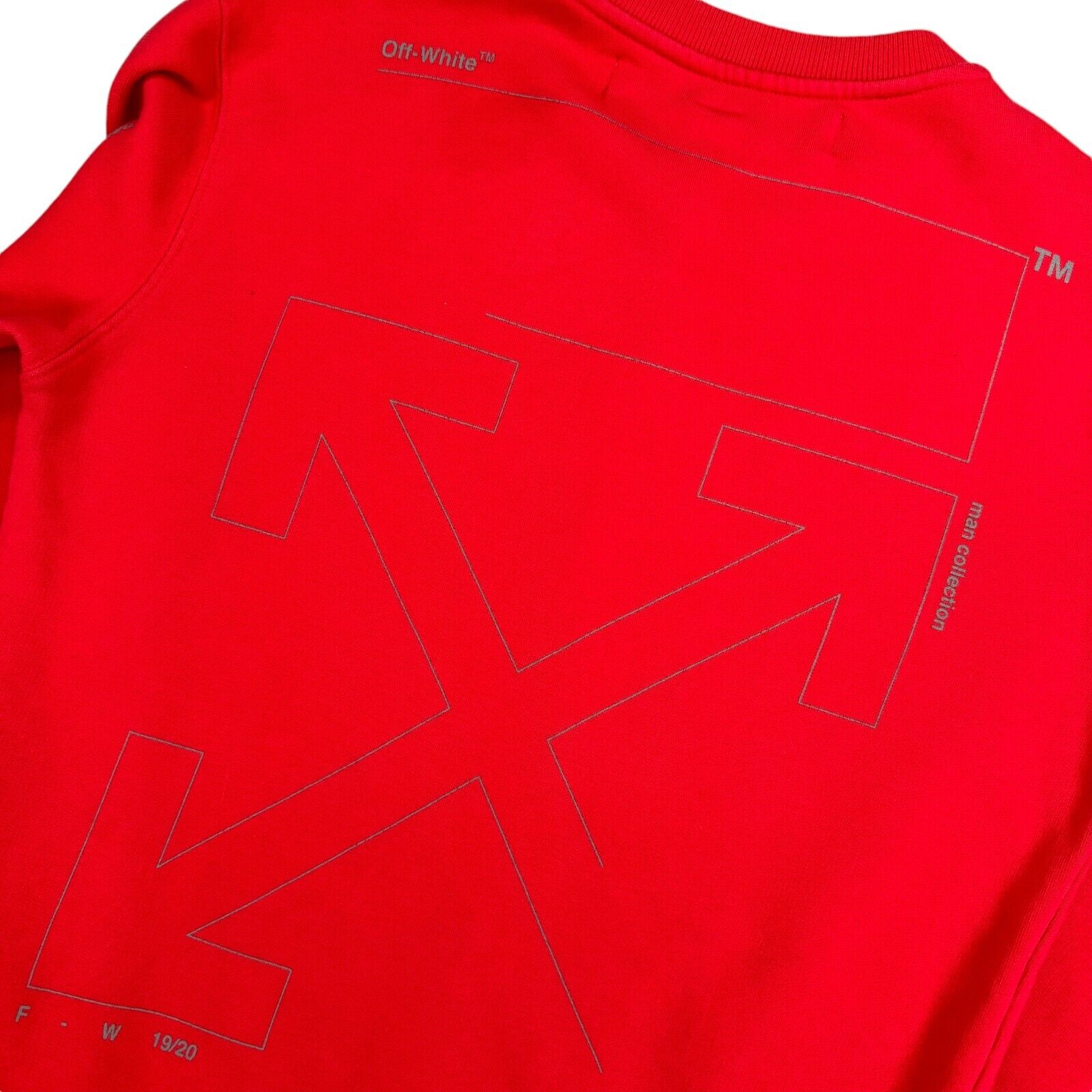 Off-White Size XS Red Sweatshirt Stencil Sleeve Arrows Logo Subtle Graphic Print