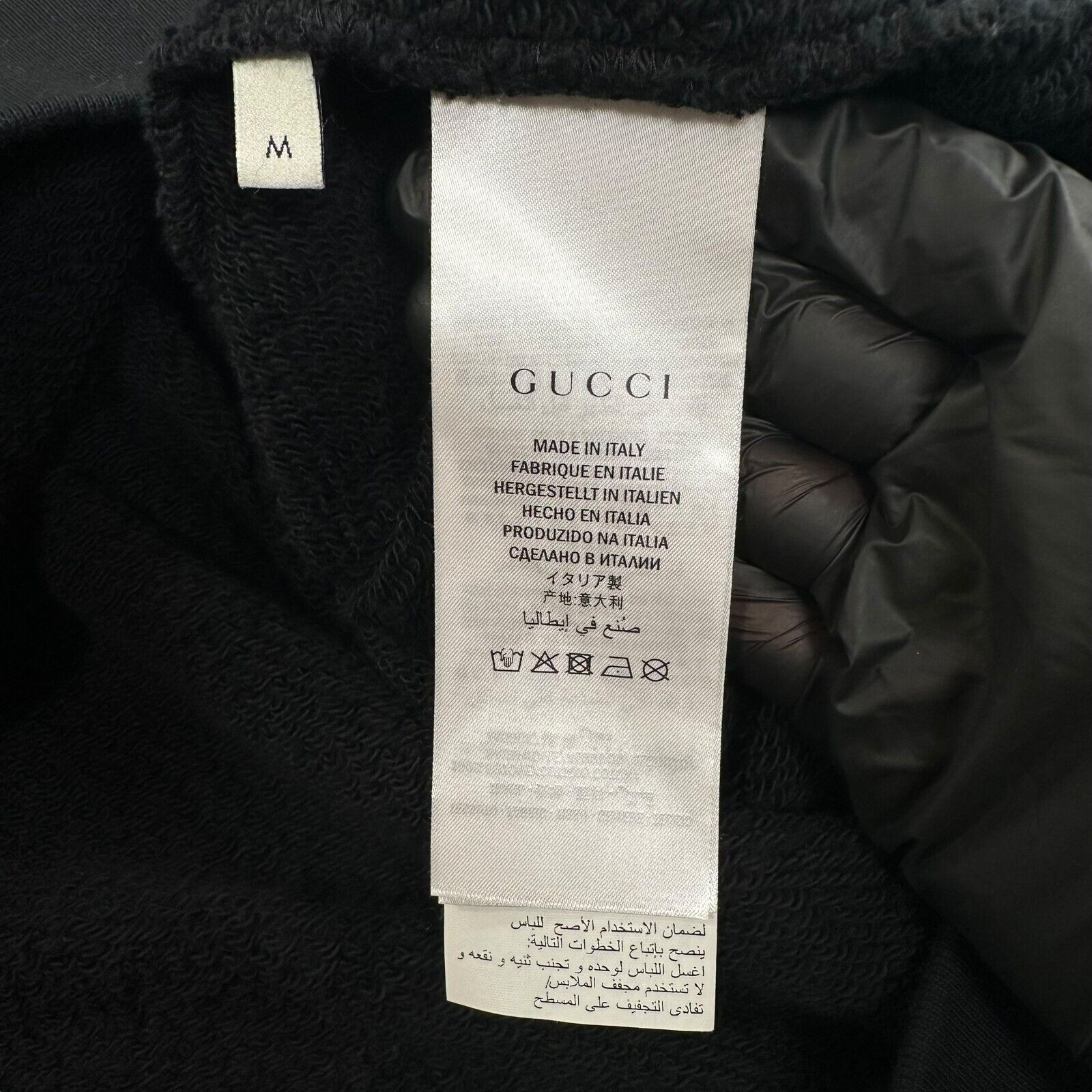 Gucci Size M Sweatshirt Oversized Black Interlocking GG Big Logo Graphic Print