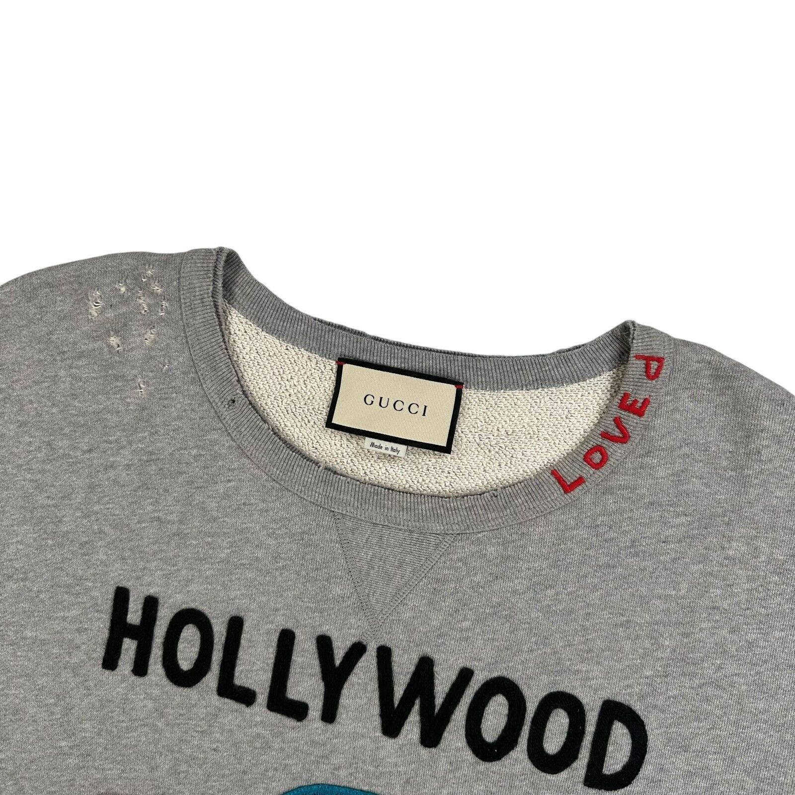 Gucci Size M Sweatshirt Grey Hollywood UFO Logo Distressed Oversized Crewneck