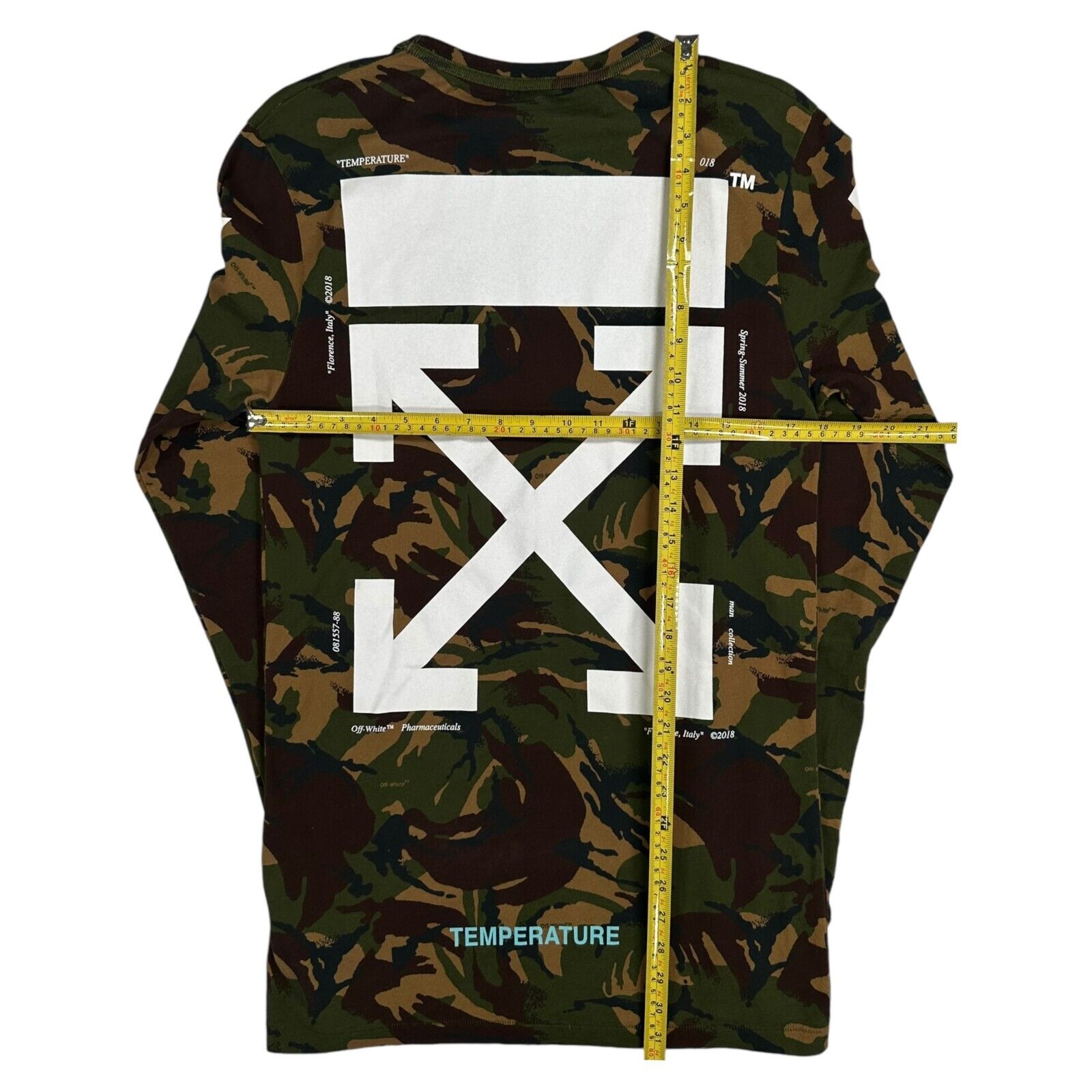 Off-White Size XS Long Sleeve T-Shirt Camo Brown Lightweight Arrows Logo Tee