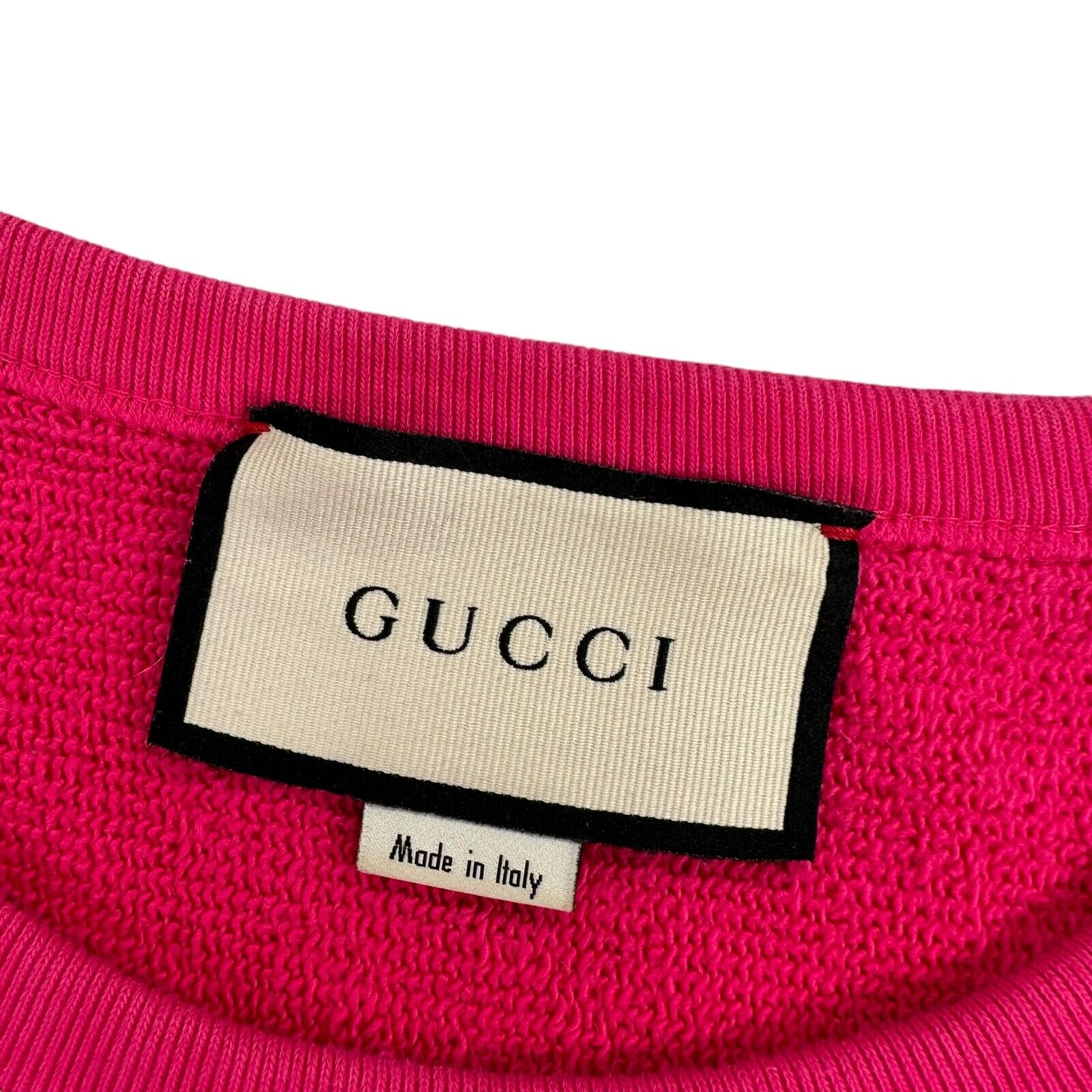 Gucci Size M Sweatshirt Pink Gucci Band Embroidered Stars Logo Cotton Crewneck