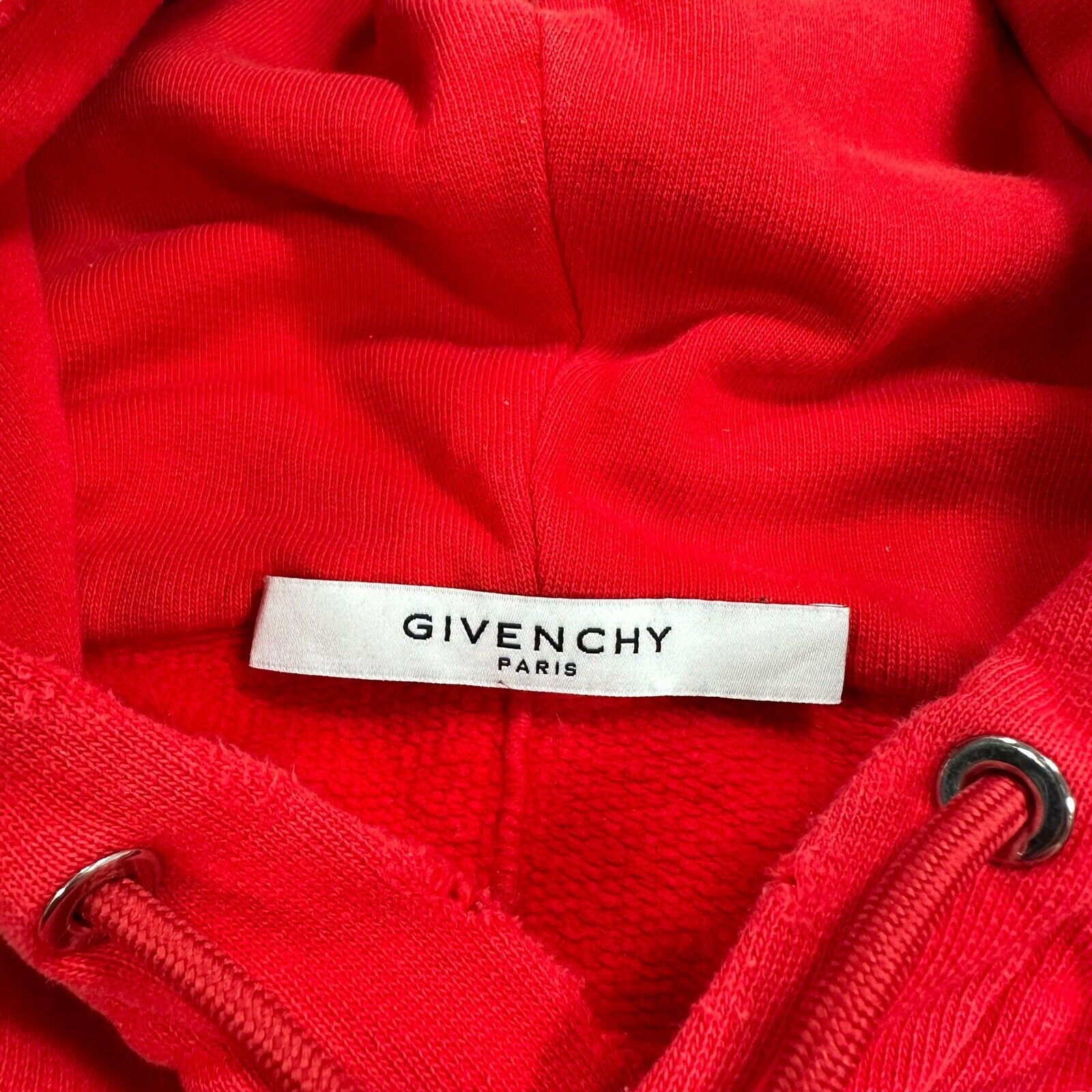 Givenchy Size S Sweatshirt Red Distressed Oversized Smock Box Logo Hoodie