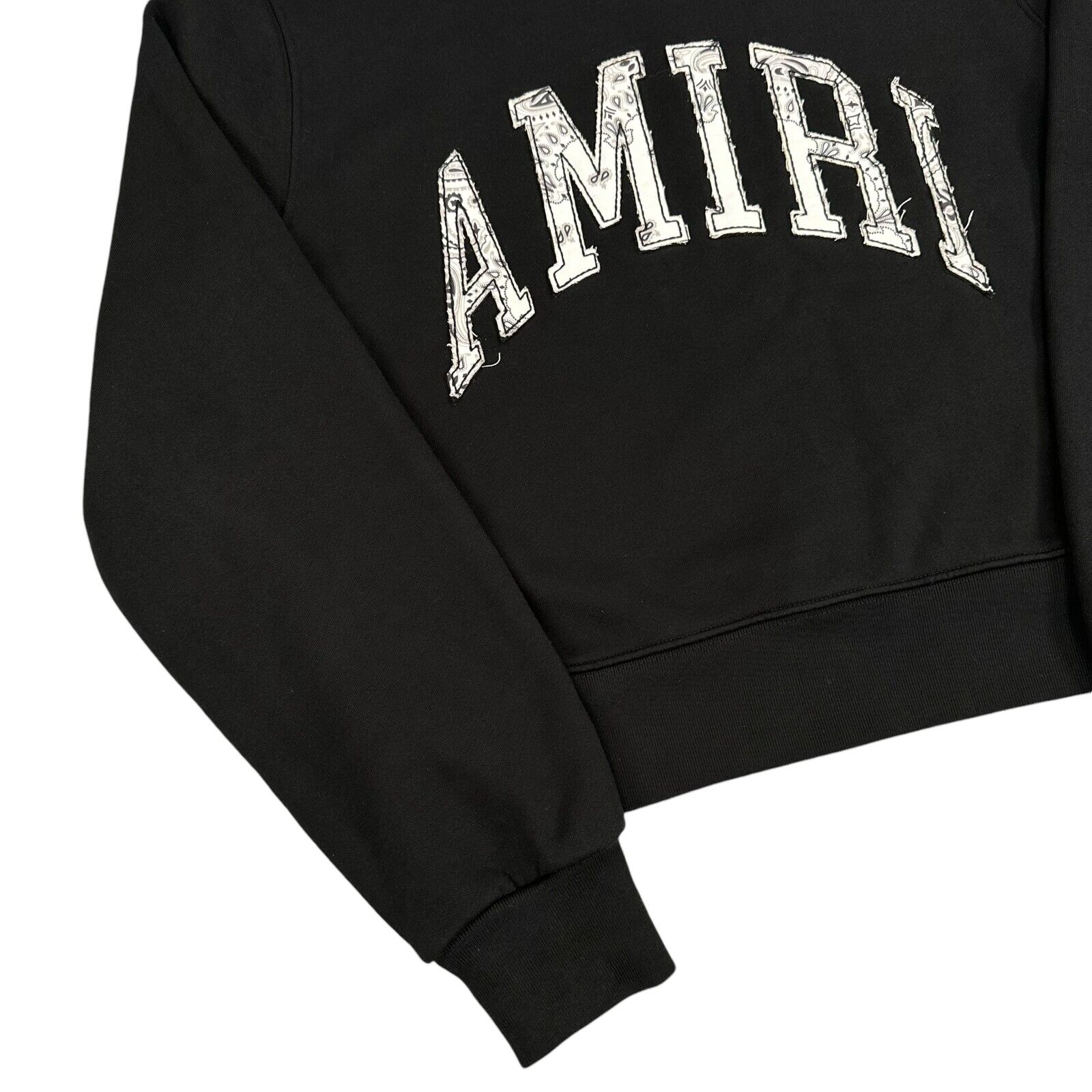 Amiri Size S Sweatshirt Black Bandana Embroidered Pattern Logo Crewneck Pullover