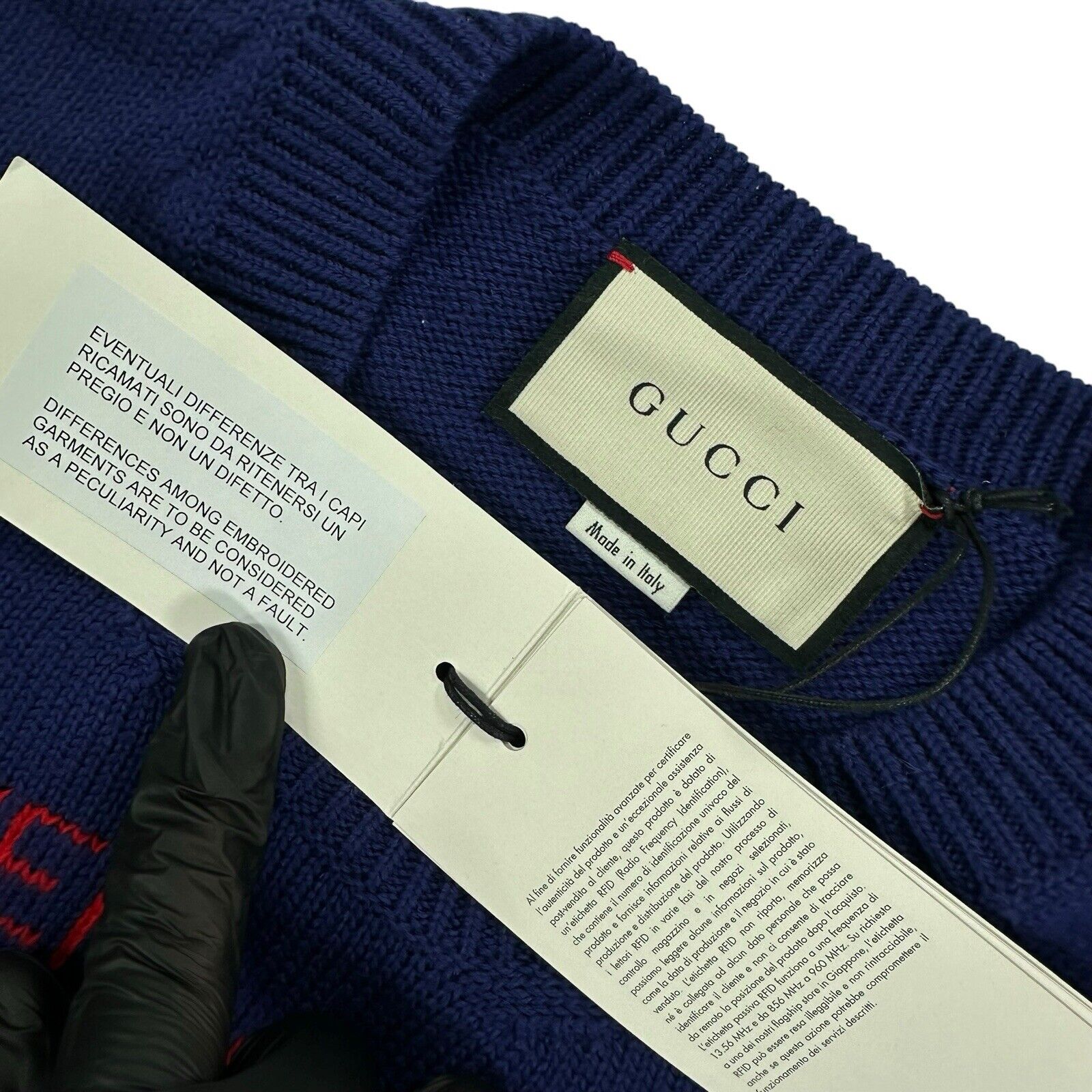 Gucci Size L Sweatshirt Blue Wool Snake Skull Heart with Pleasure Jumper BNWT