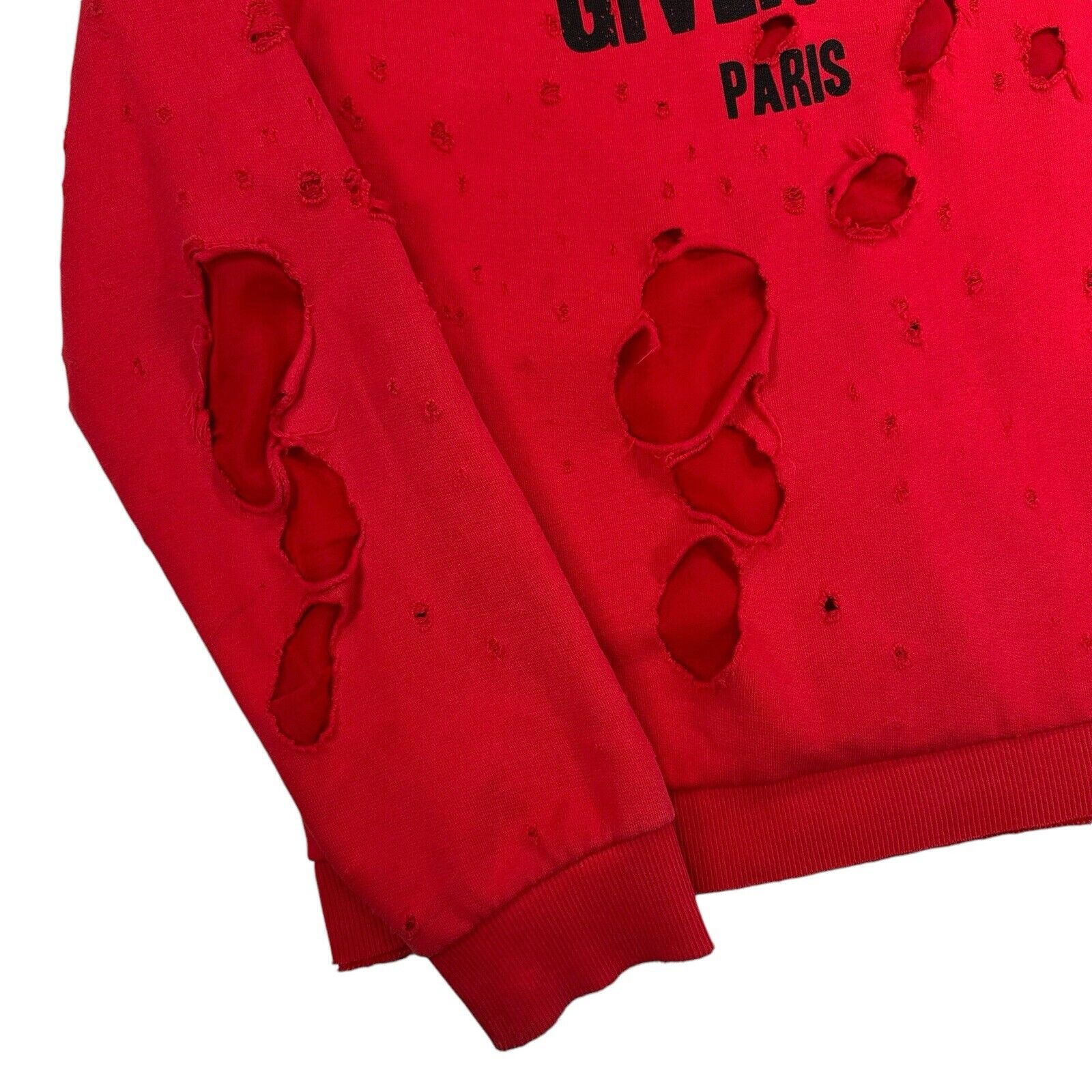 Givenchy Size XXL Oversized Red Sweatshirt Destroyed Distressed Relaxed Fit