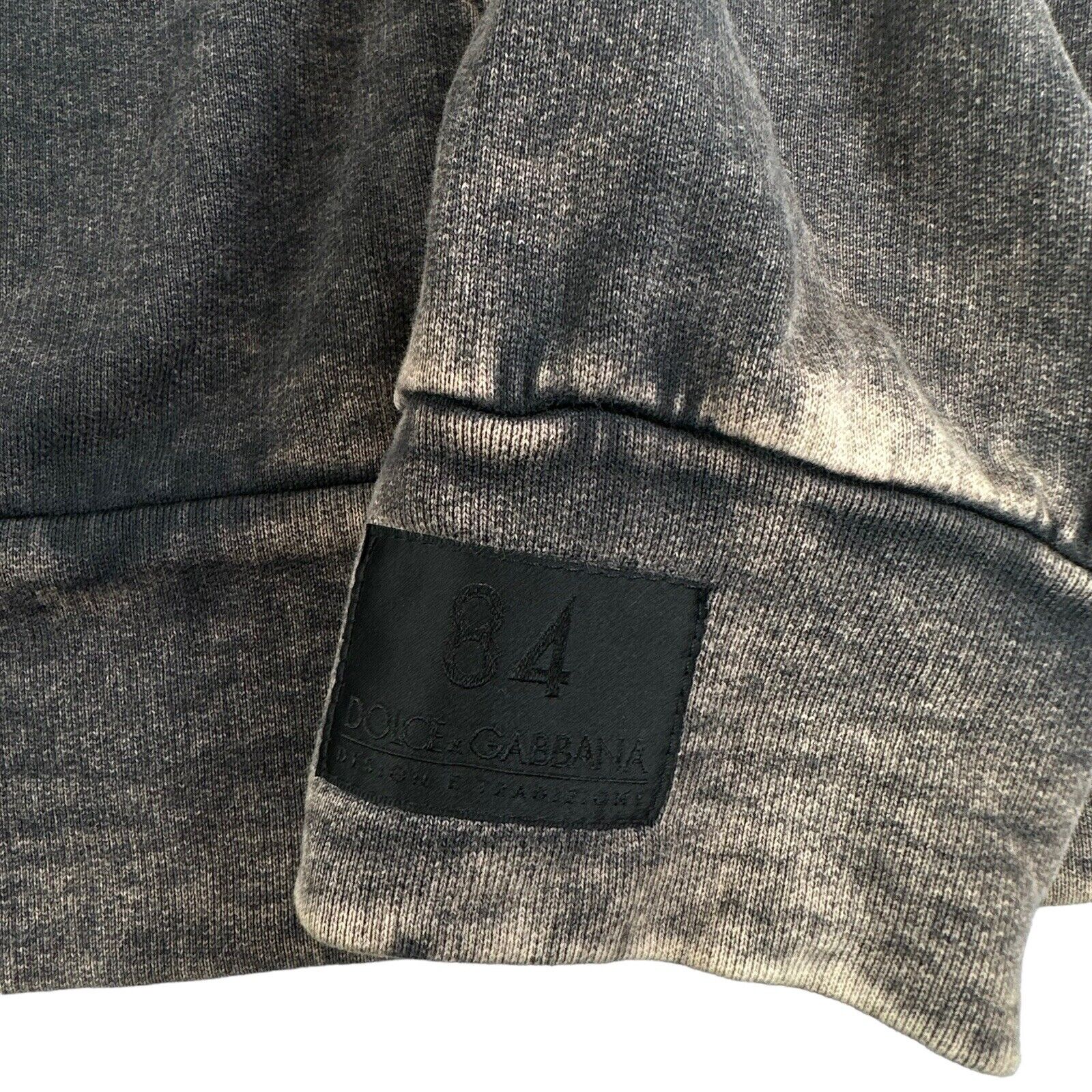 Dolce & Gabbana Size M Sweatshirt Dark Grey Acid Wash DG Velvet Logo Hoodie