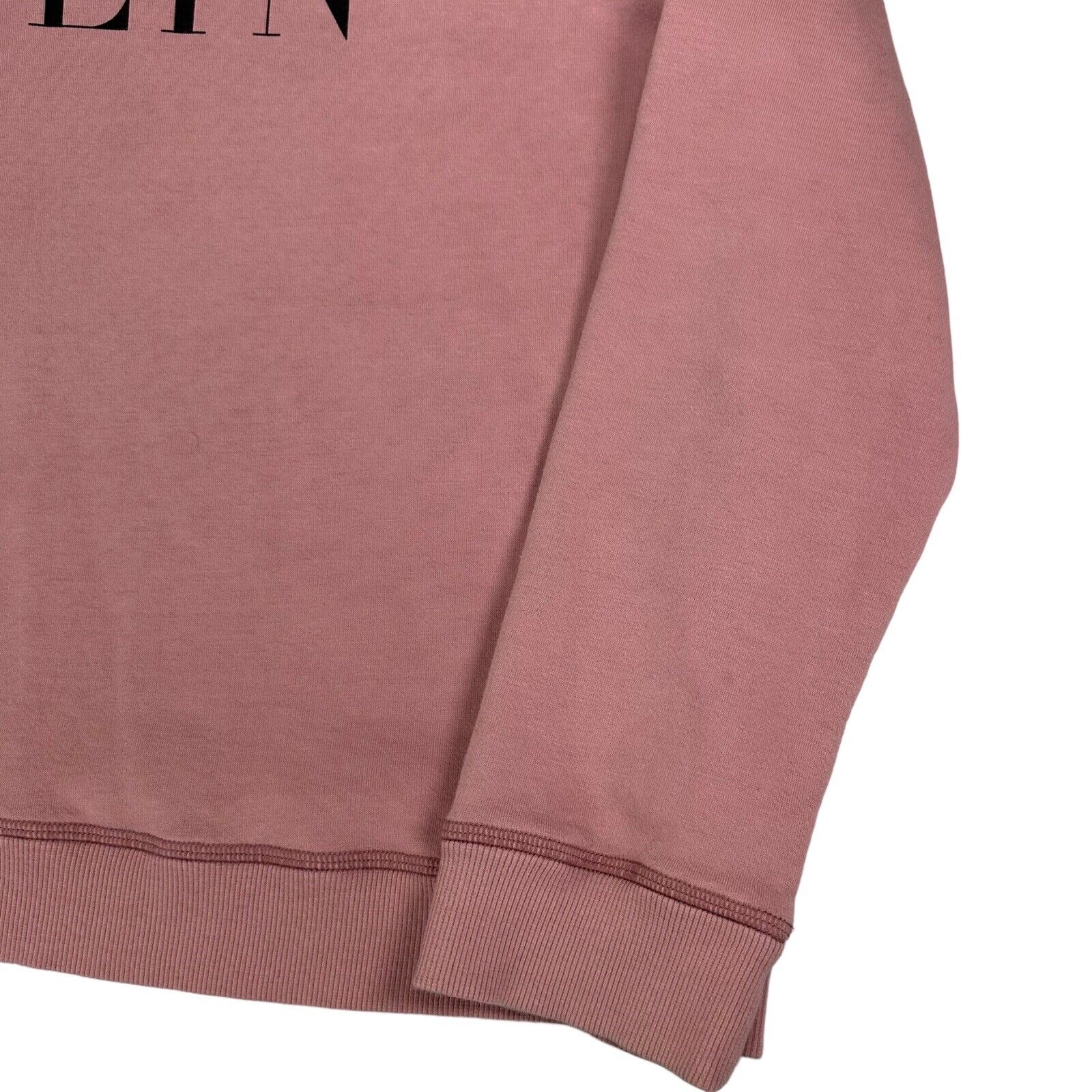 Valentino Size XL Sweatshirt Salmon Pink VLTN Logo Round Neck Graphic Print Pull