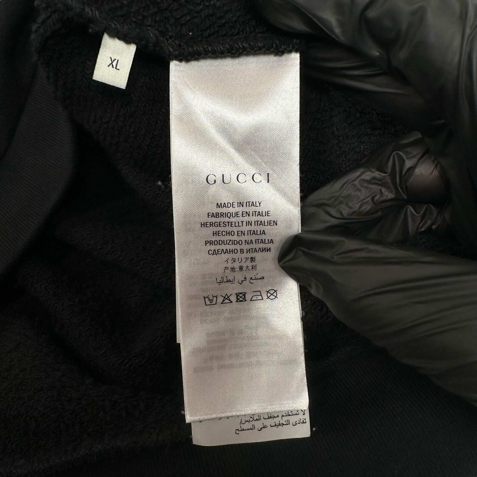 Gucci Size XL Sweatshirt Black Classic Chest Logo Embroidered Leopard Crewneck