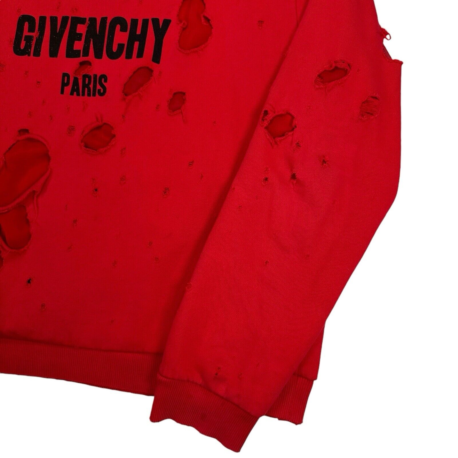 Givenchy Size XXL Oversized Red Sweatshirt Destroyed Distressed Relaxed Fit