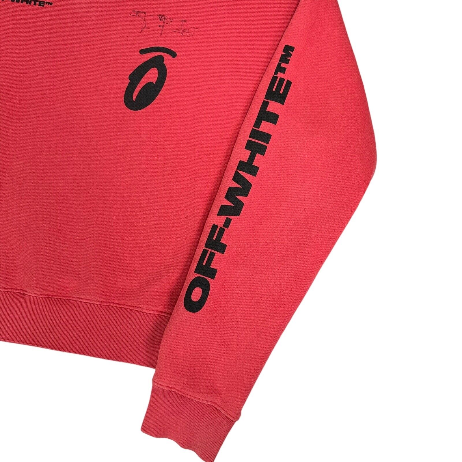 Off-White Size L Sweatshirt Red Arrows Logo Graphic Print Oversized Crewneck