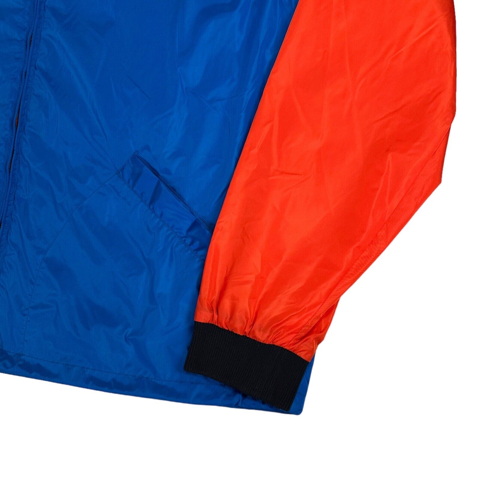 Gucci Size XL Windbreaker Blue/Orange Webbed Embroidered Tiger Logo Zip Up