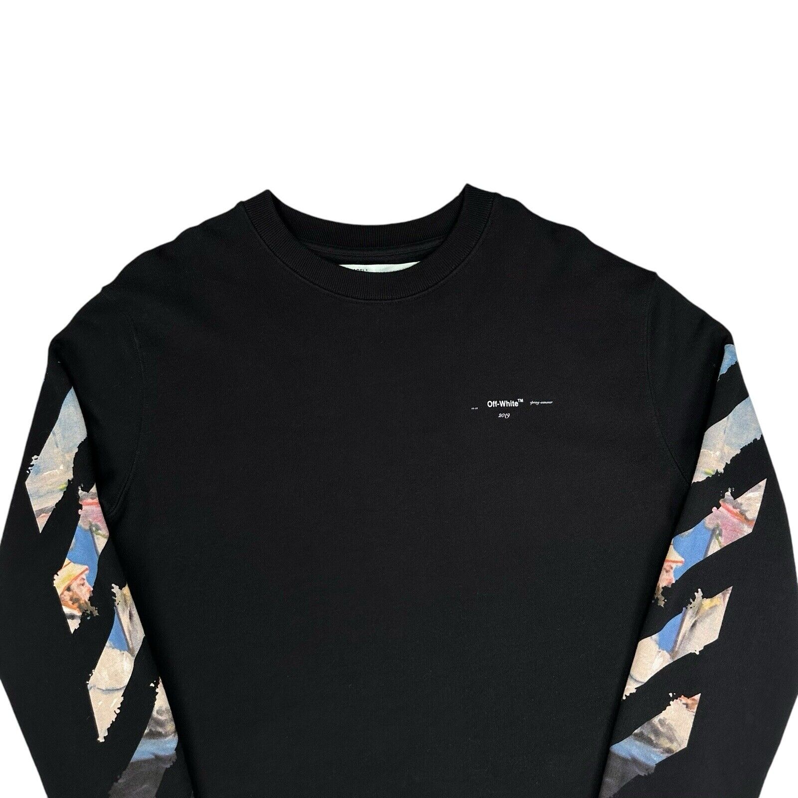 Off-White Size L Black Sweatshirt Venetian Painting Style Arrows Logo/Sleeve