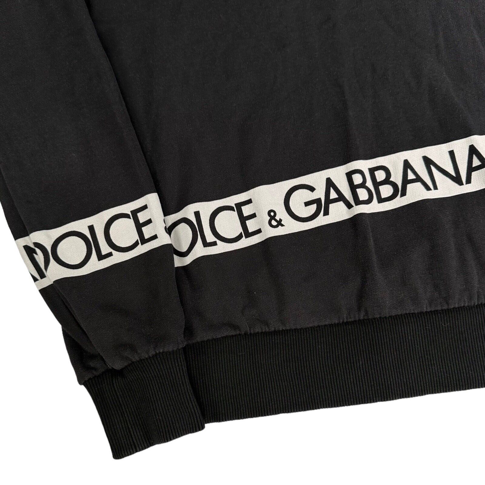 Dolce & Gabbana Size S Sweatshirt Black Tape Wrap Around Logo Crewneck Pull