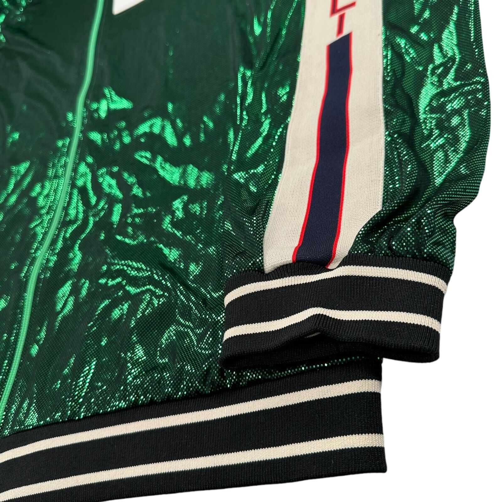 Gucci Size XL Green Track Jacket BNWT Vibrant Netted Zip Up Windbreaker Taped