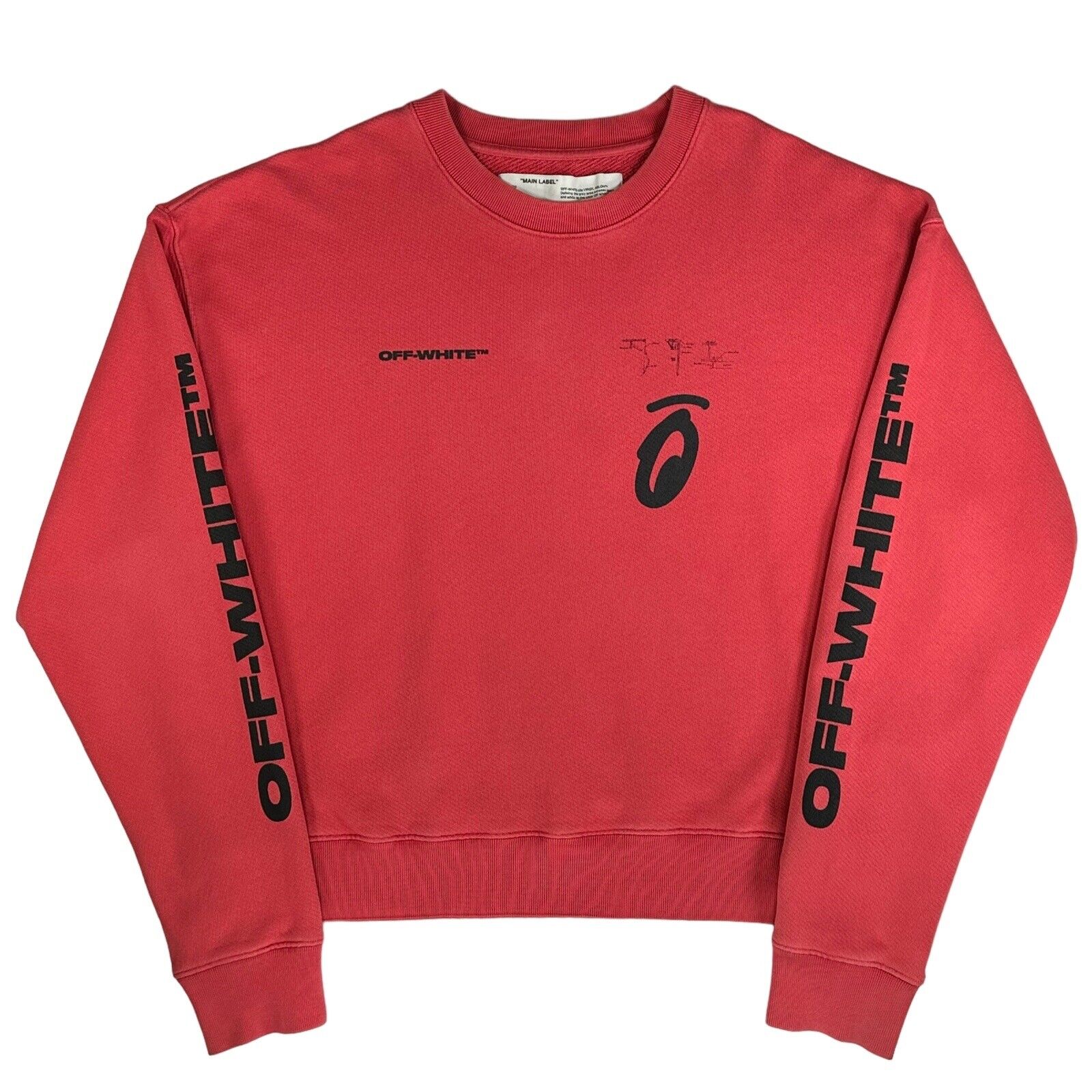 Off-White Size L Sweatshirt Red Arrows Logo Graphic Print Oversized Crewneck