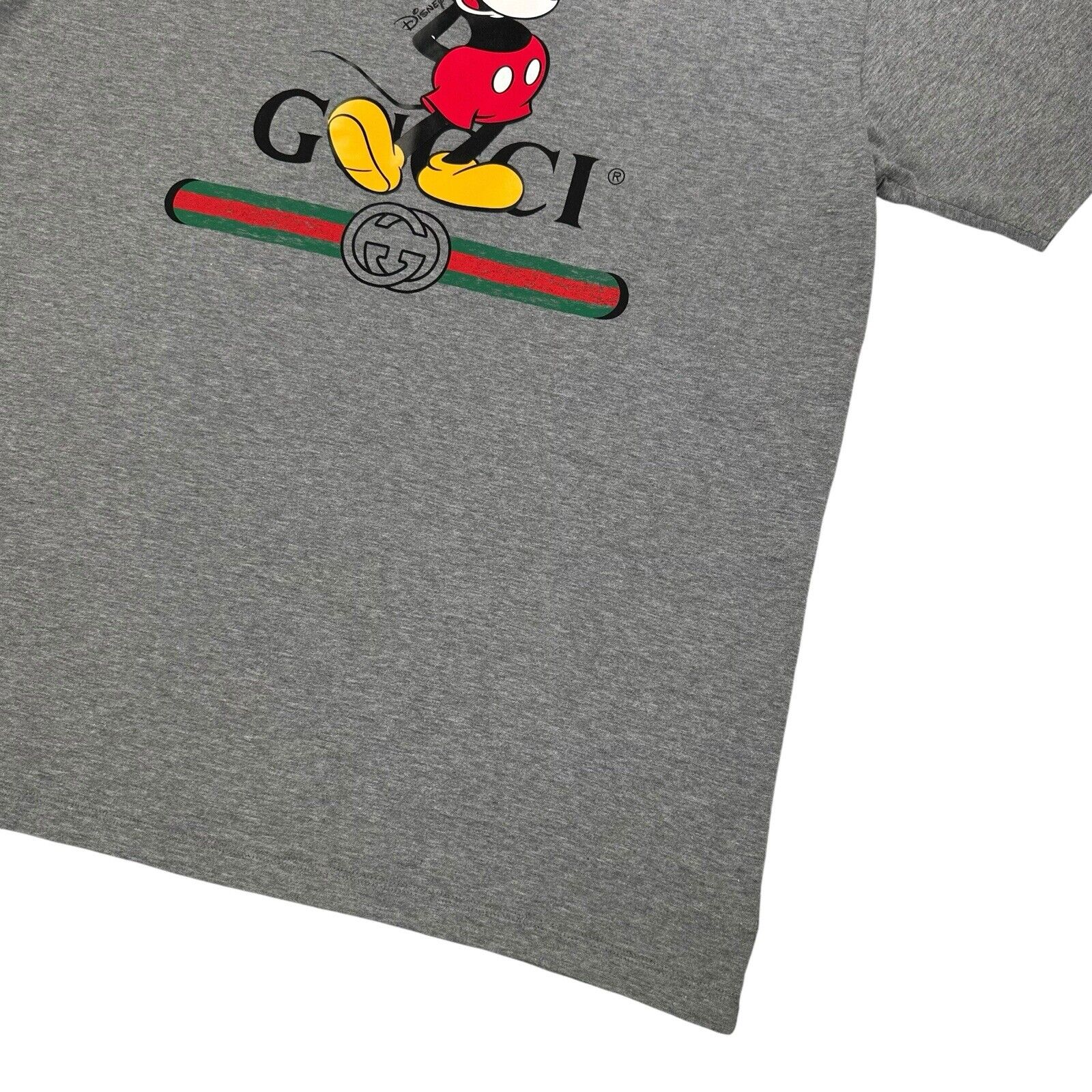 Gucci x Disney Size M T-Shirt Grey Oversized Mickey Mouse Graphic Logo Belt